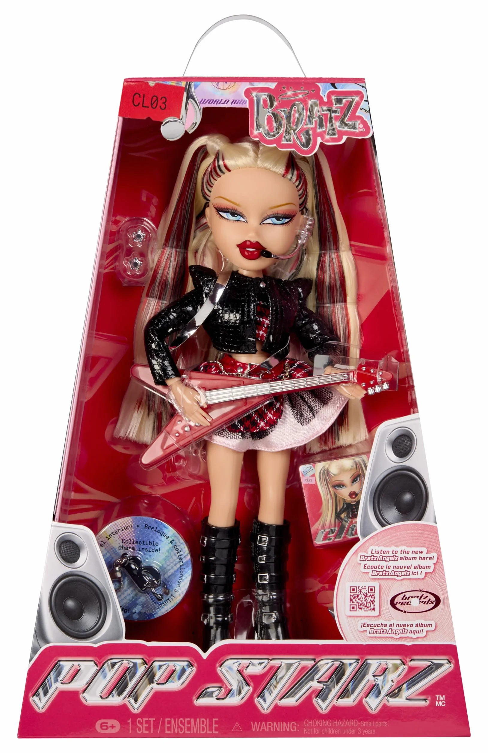Bratz Pop Starz Cloe - Modna Lalka z Kolekcjonerskim wisiorkiem, Strojem i Akcesoriami Muzycznymi