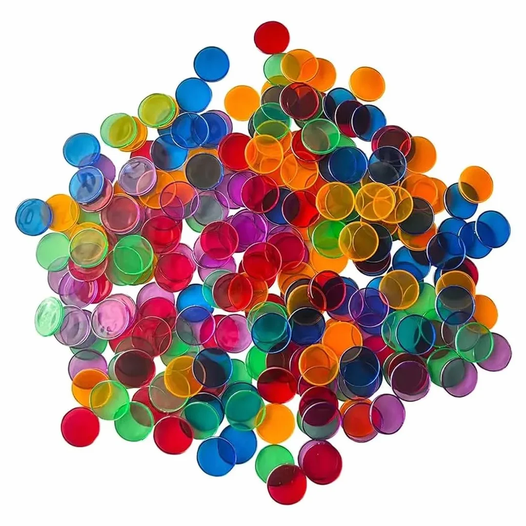 100 sztuk przezroczystych plastikowych żetonów wielokolorowych żetonów do gry