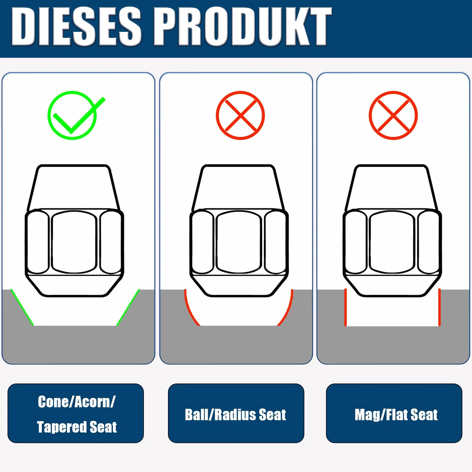 Nakrętki do kół M12 x 1,5 x 27 mm taśma stożkowa SW21 kompatybilne z Hyundai, KIA, Mazda