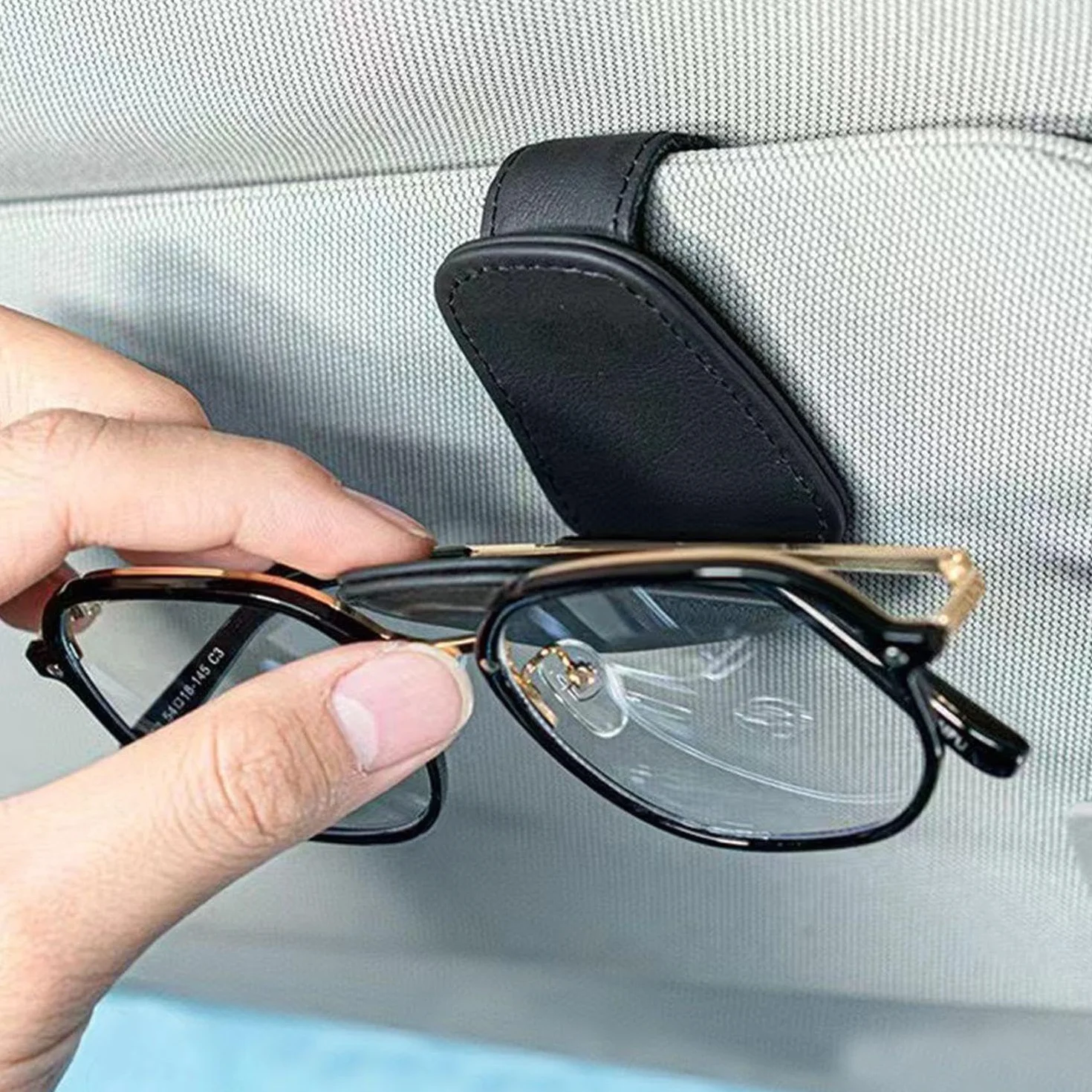 Wielofunkcyjny uchwyt na okulary samochodowe, 3 sztuki, klips do przechowywania klapy przeciwsłonecznej samochodu, magnetyczny skórzany uchwyt na okulary, uchwyt na karty samochodowe, akcesoria