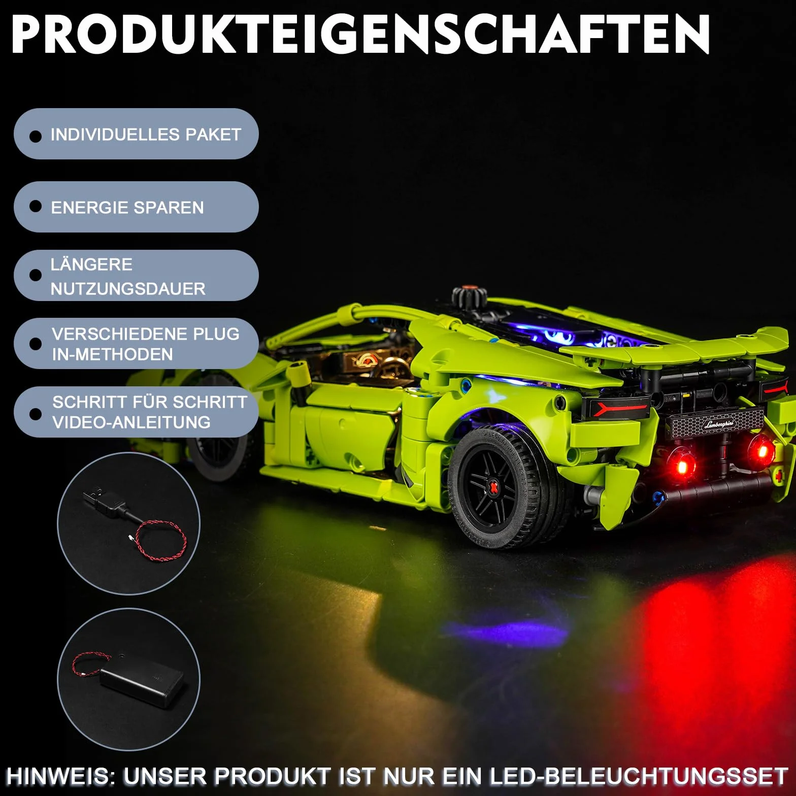 Zestaw oświetleniowy modelu LEGO 42161 Lamborghini Huracán Tecnica, zestaw oświetleniowy LED, kreatywna zabawka dla dorosłych i dzieci (zestaw nie obejmuje modelu)