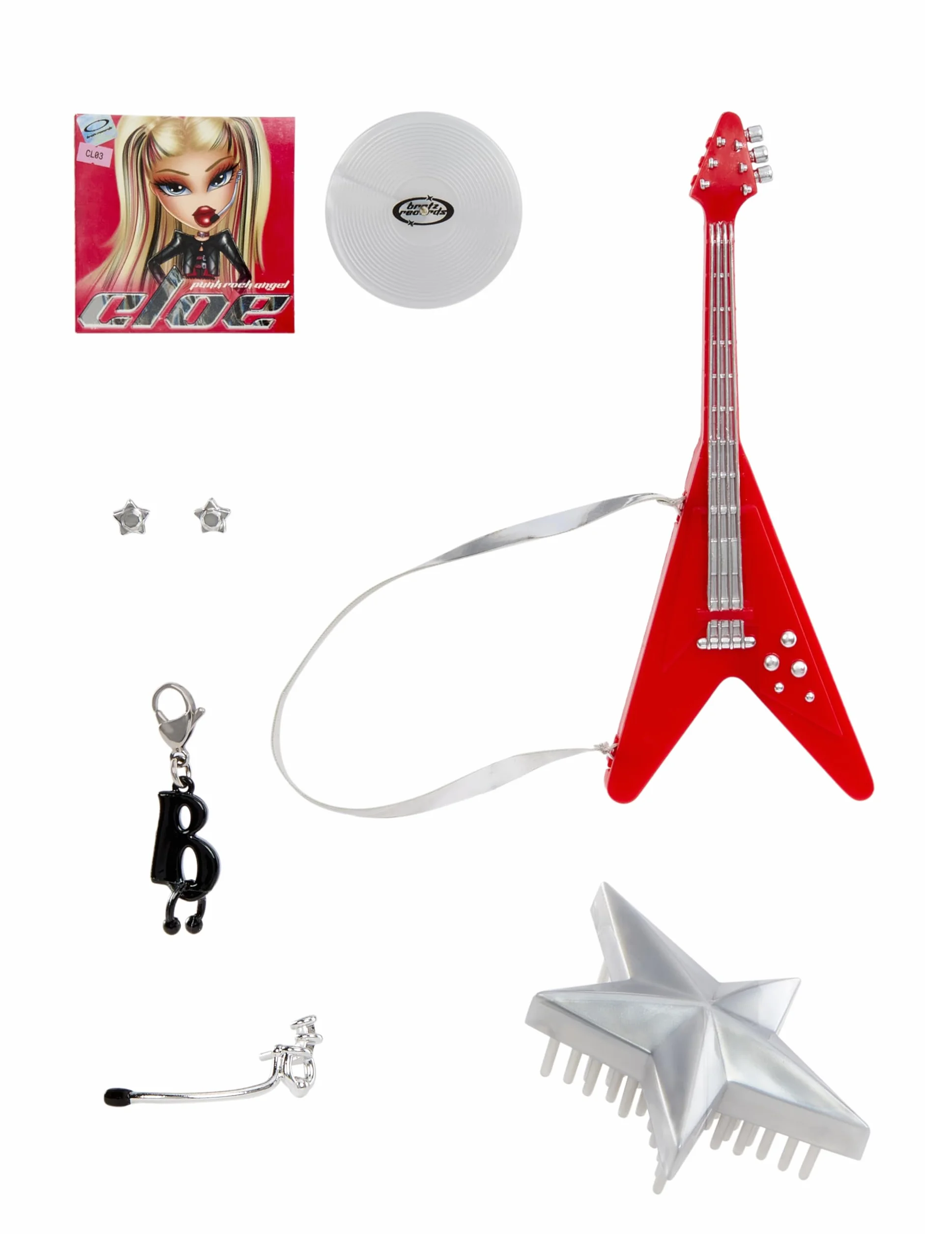 Bratz Pop Starz Cloe - Modna Lalka z Kolekcjonerskim wisiorkiem, Strojem i Akcesoriami Muzycznymi