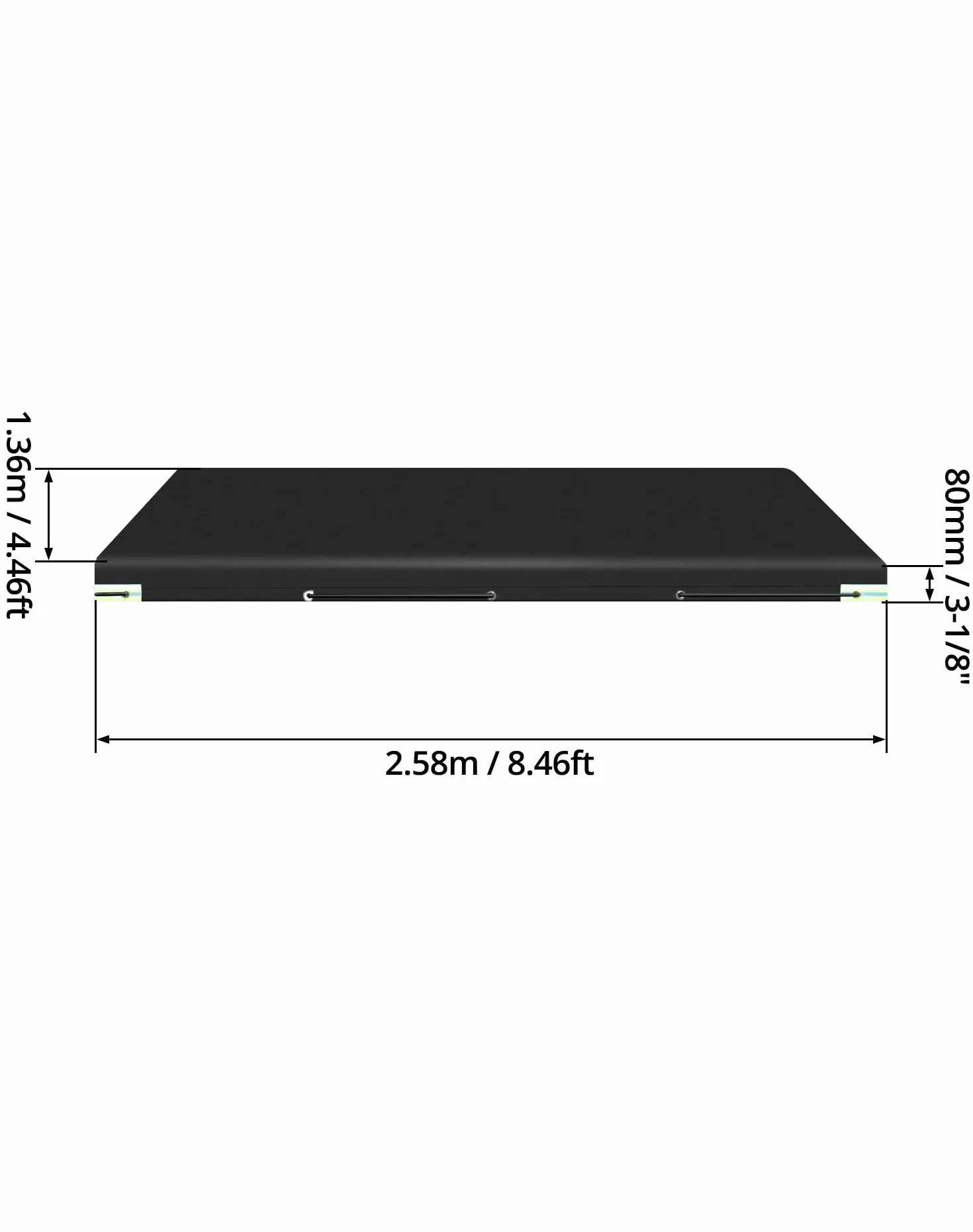 QWORK® Płaska plandeka do przyczepy z liną plandekową - 258x135x8CM - wzmocniony materiał PVC 420D - przyczepa samochodowa 500KG - 750KG, czarna