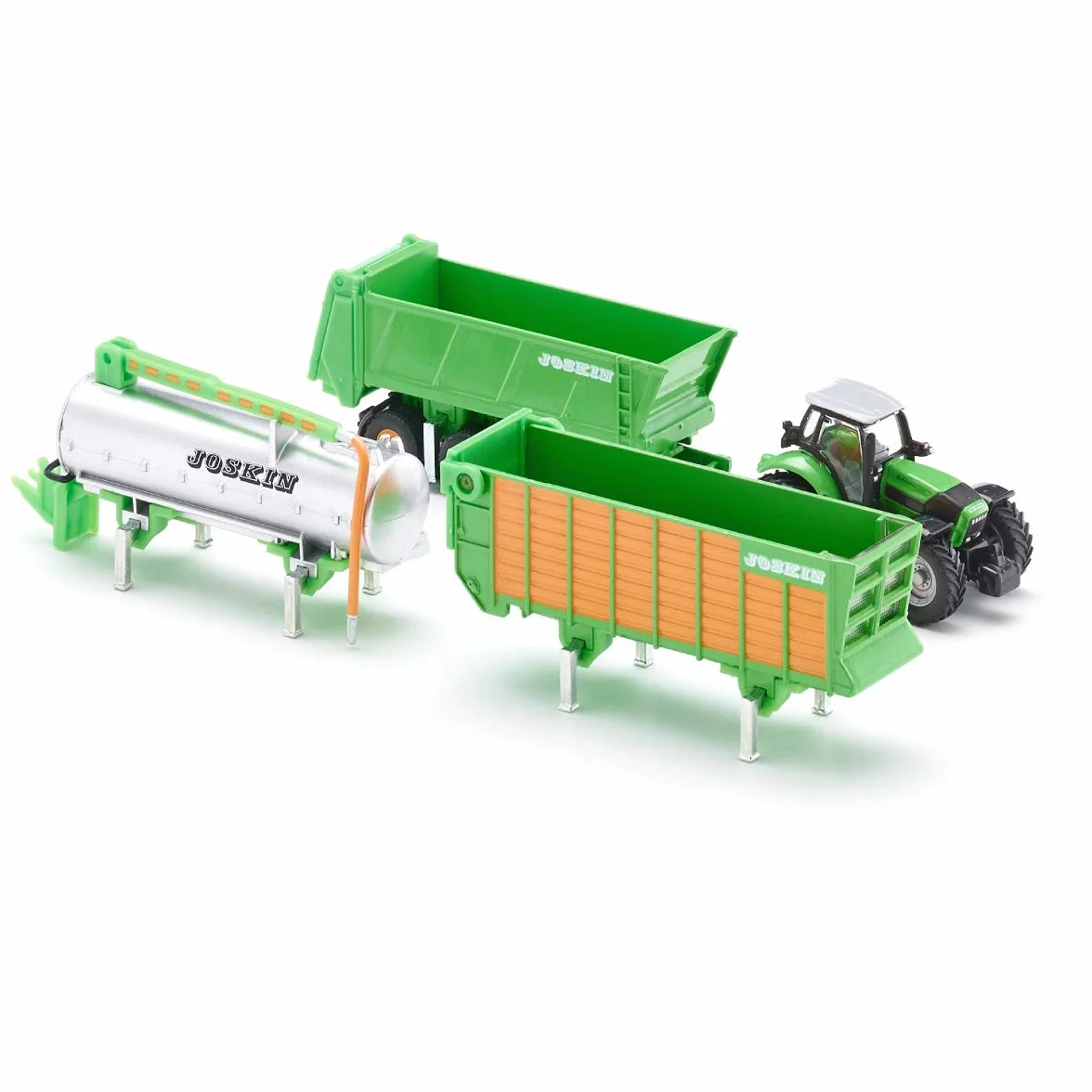 Siku 1848, DEUTZ-FAHR Traktor z zestawem przyczep Joskin, 1:87, Metal/Tworzywo sztuczne, Zielony