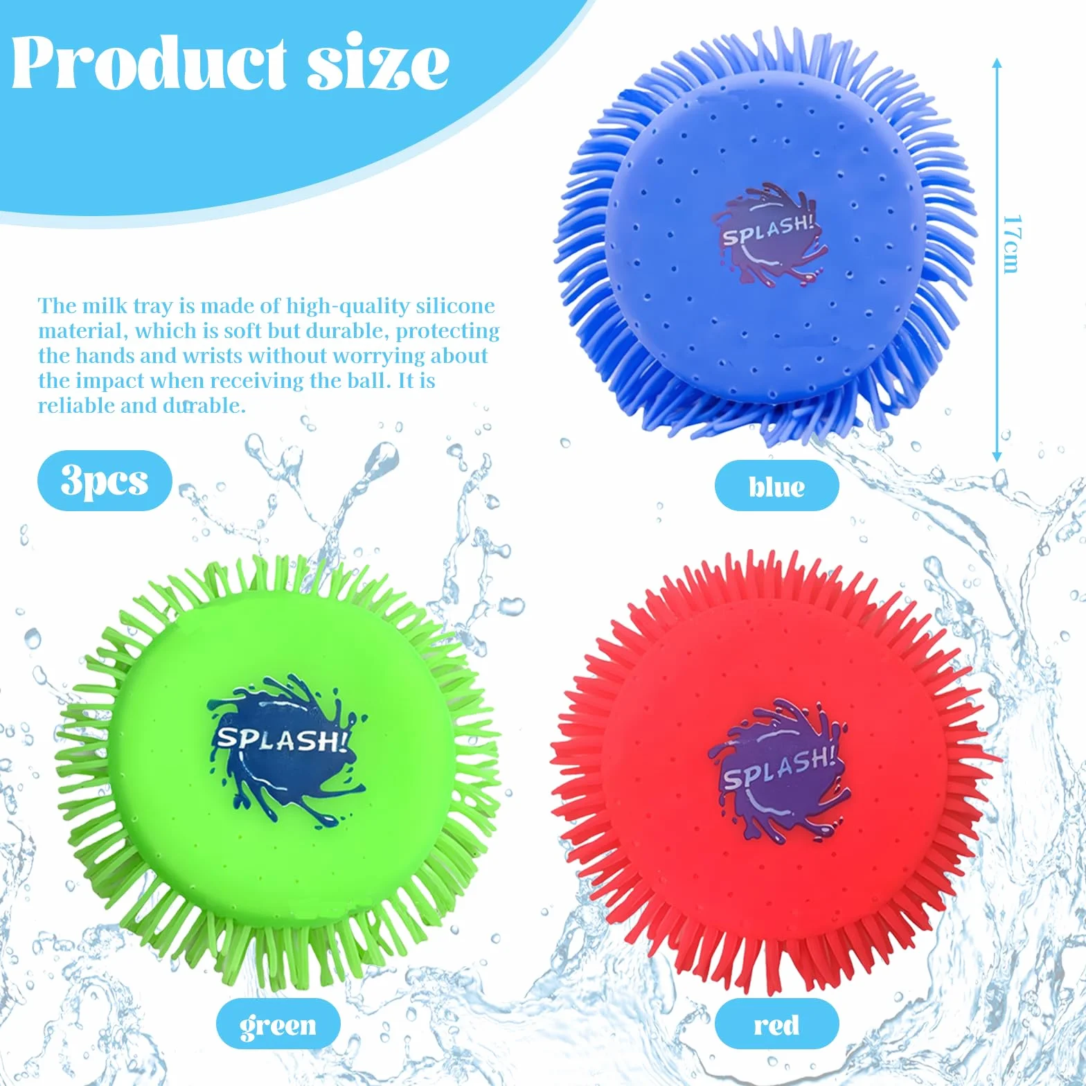3 sztuki frisbee o średnicy 17 cm, miękka zabawka wodna dla dzieci, nadaje się na letnie przyjęcie, basen, plażę, jasne kolory, miękkie i trwałe