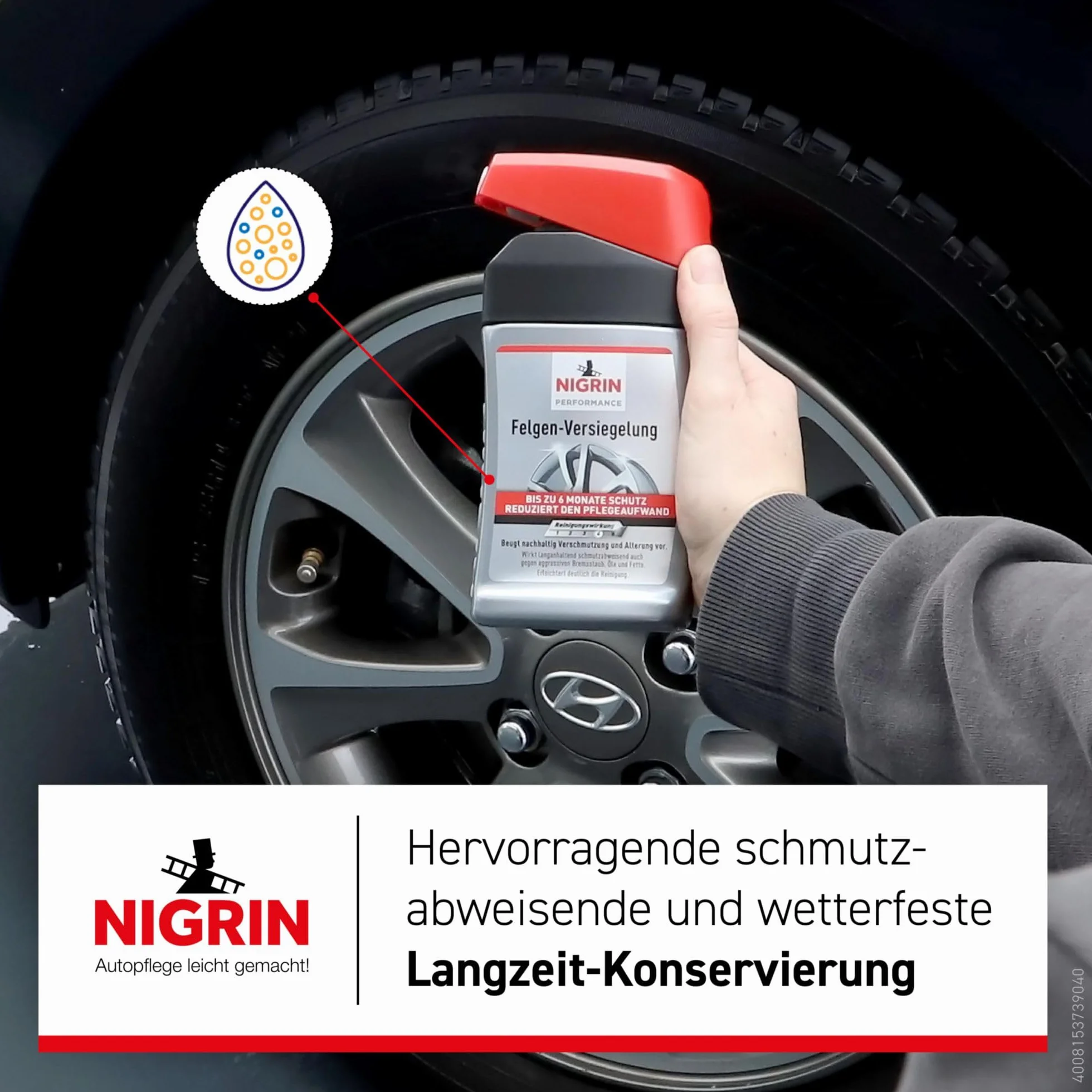 NIGRIN Performance uszczelnienie felg, do wszystkich felg aluminiowych, stalowych, chromowanych i polerowanych, 300 ml