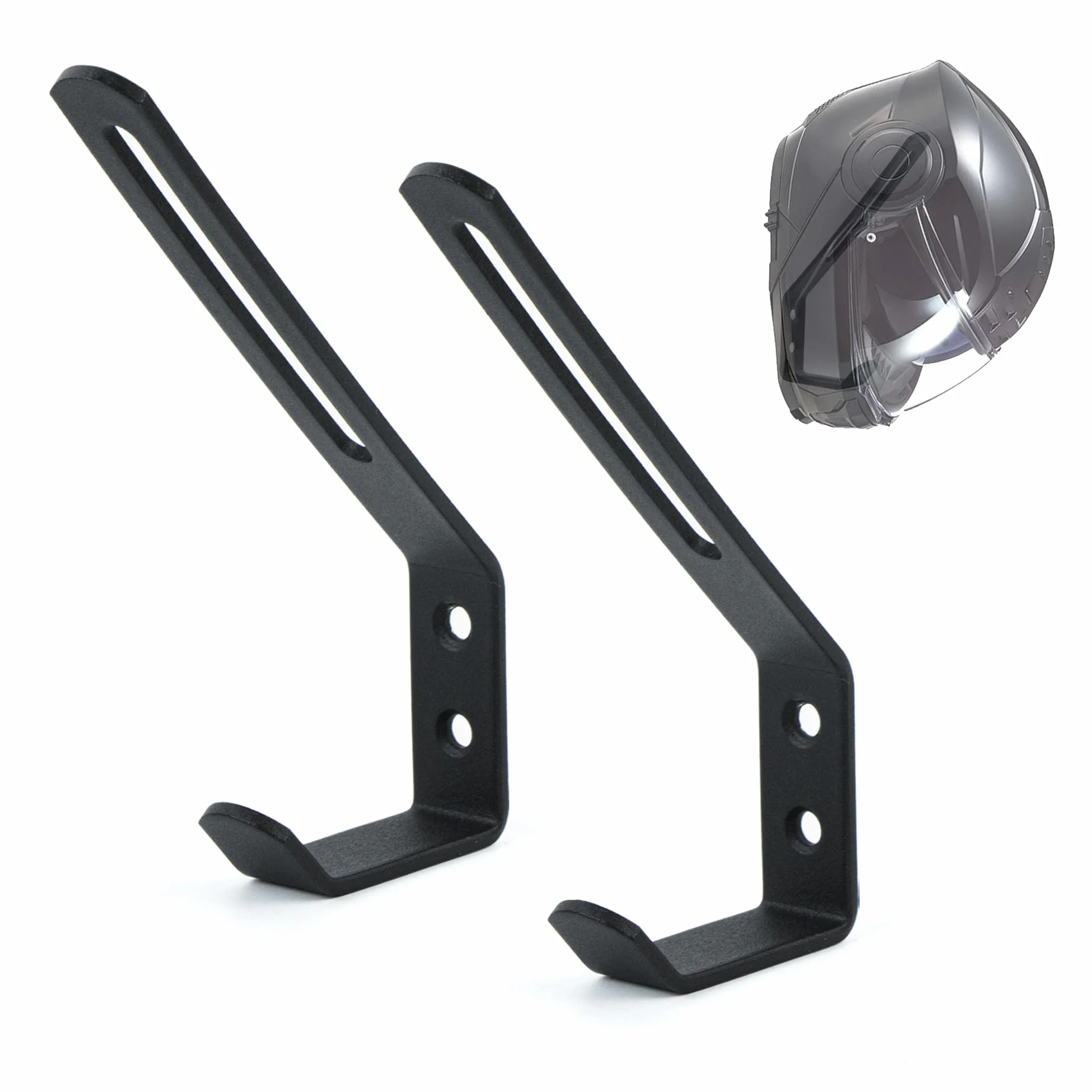 Uchwyt ścienny na kask, 2 sztuki, ze stali nierdzewnej, uchwyt na kask motocyklowy, uchwyt ścienny do zawieszenia kasku motocyklowego, kurtki, rękawiczek, czarny