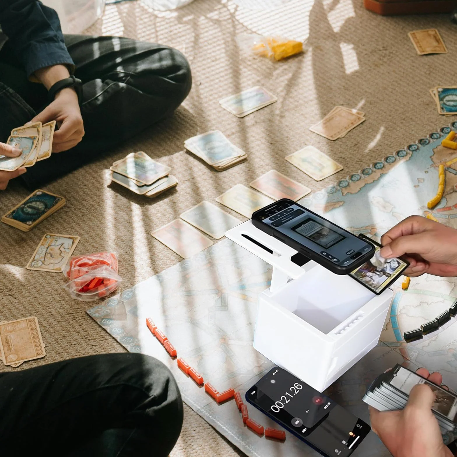 ScanBox do MTG/TCG, skaner kart sportowych, uchwyt na skaner kart, wielofunkcyjne narzędzie do skanowania z uchwytem na telefon, podstawa zapobiegająca ślizganiu się, szybkie skanowanie informacji o