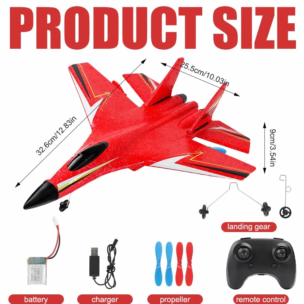 Samoloty RC 2CH, 2,4 GHz zdalnie sterowany samolot zabawka ze światłem LED, samolot RC dla początkujących z pilotem zdalnego sterowania i ładowaniem USB, zabawka styropianowa ulotka dla