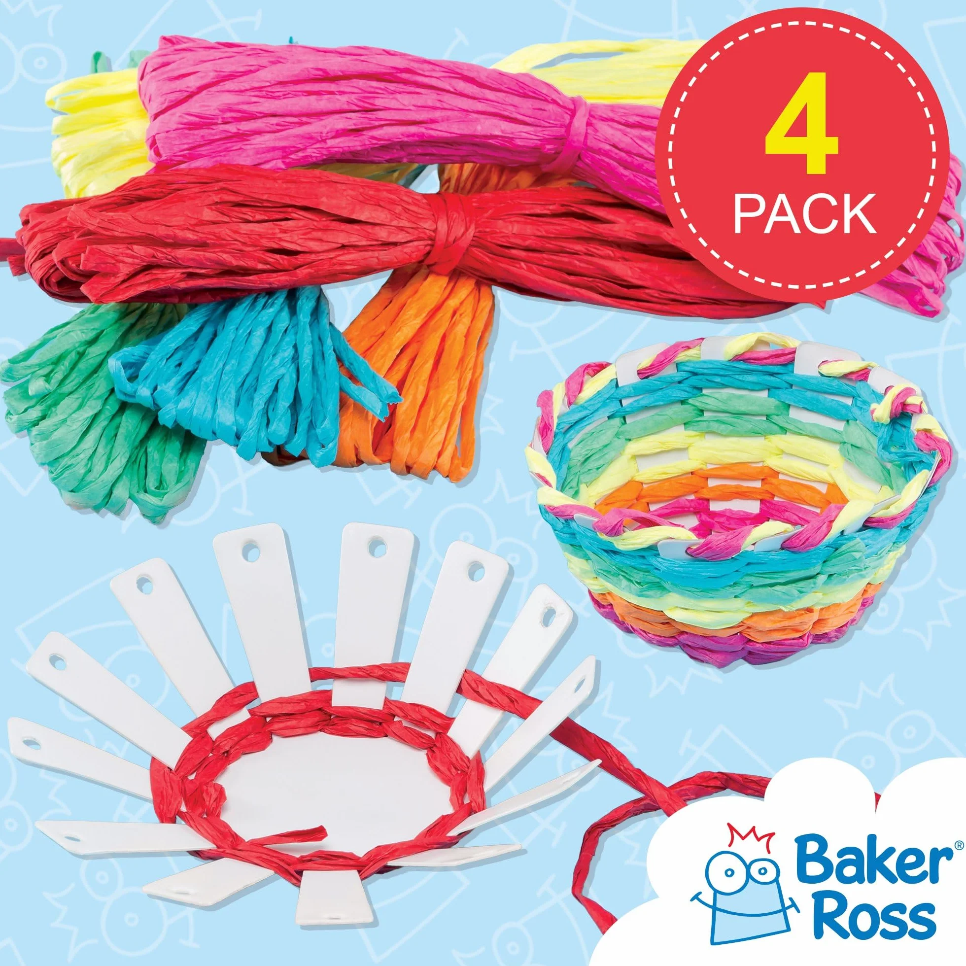Baker Ross Zestaw splotów, różne kolory, 10 cm, plastik, zestaw 4 szt