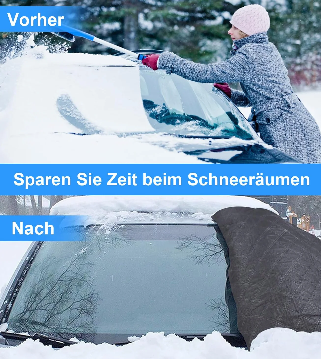 Osłona przedniej szyby samochodowej, bardzo gruba osłona przedniej szyby samochodowej, ochrona przed śniegiem, lodem, mrozem, promieniowaniem UV, kurzem (145 x 116 cm)