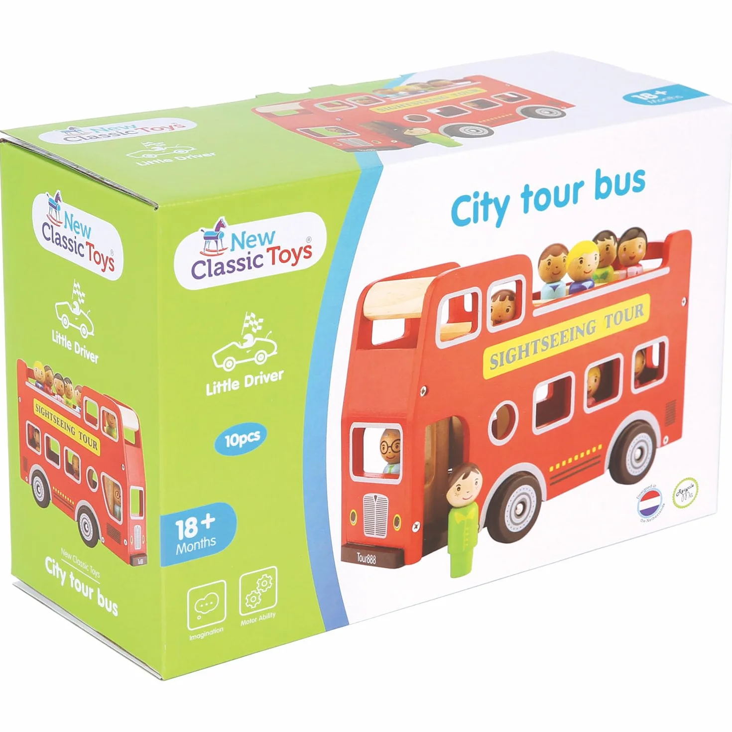 New Classic Toys City Tour Bus Zabawka, Czerwony, Od 1.5 Roku