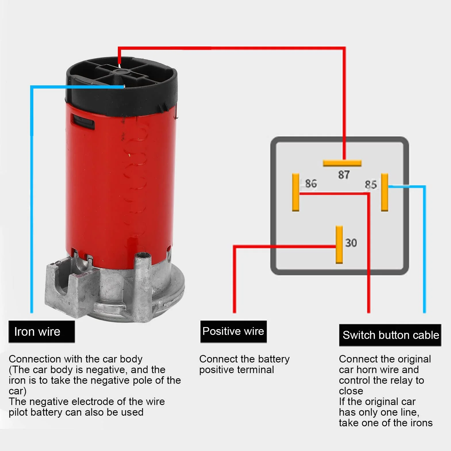 Sprężarka pneumatyczna 12 V 105-115 dB klakson samochodowy
