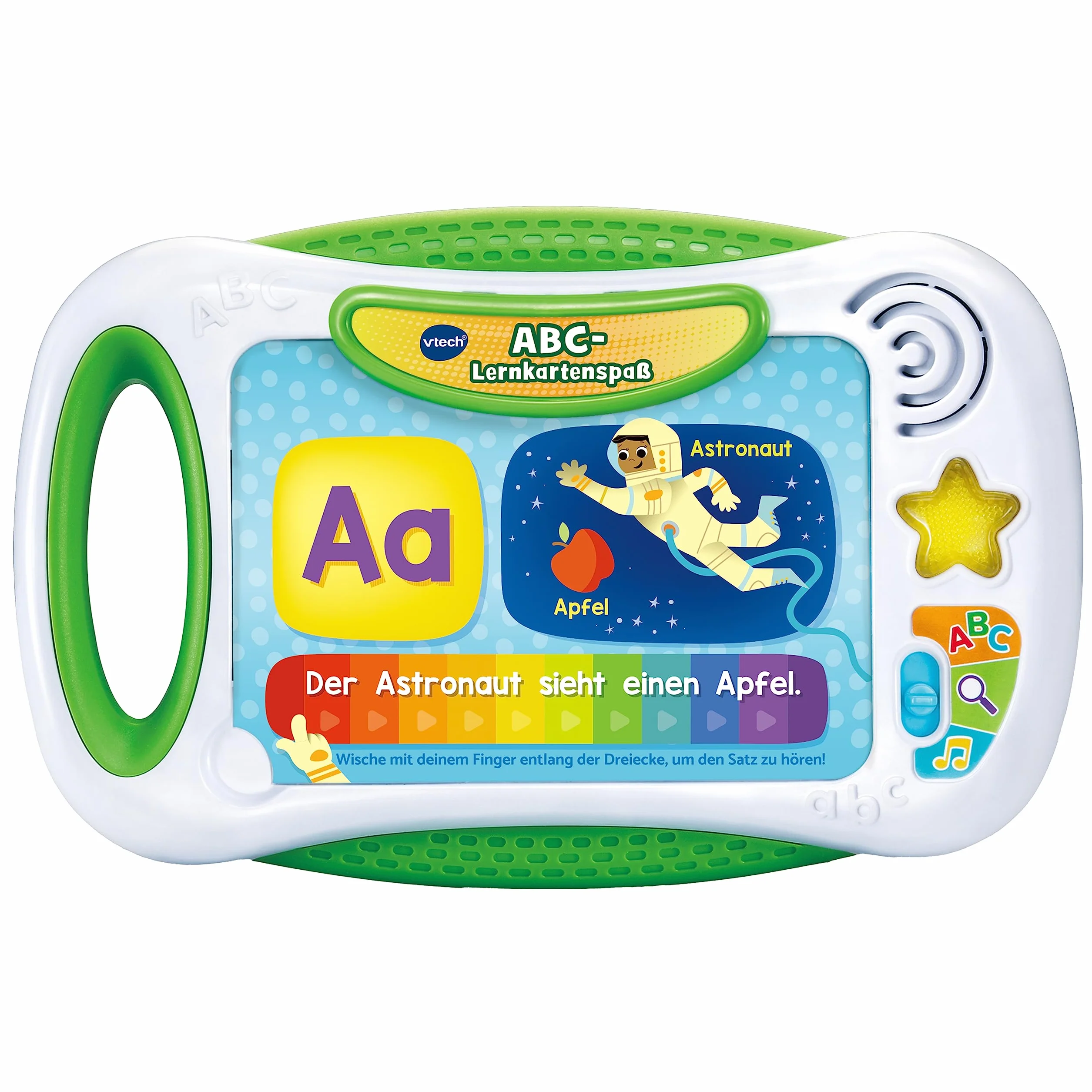 VTech ABC - tablica do nauki z drukowanymi kartami z literami i treściami do nauki na temat liter, dźwięków, przedmiotów i figurek, kolorów i wielu innych – dla dzieci w wieku 4-7 lat