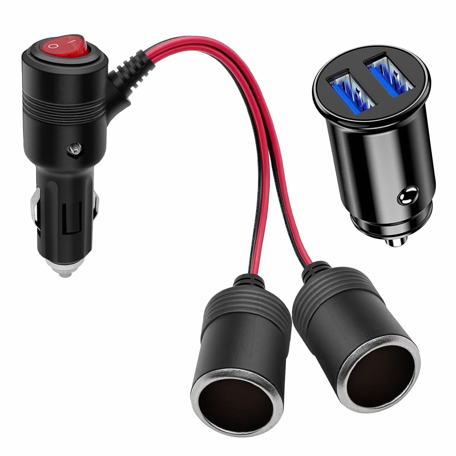 12V/24V Adapter rozdzielacza zapalniczki samochodowej 2 gniazdka USB Ładowarka samochodowa
