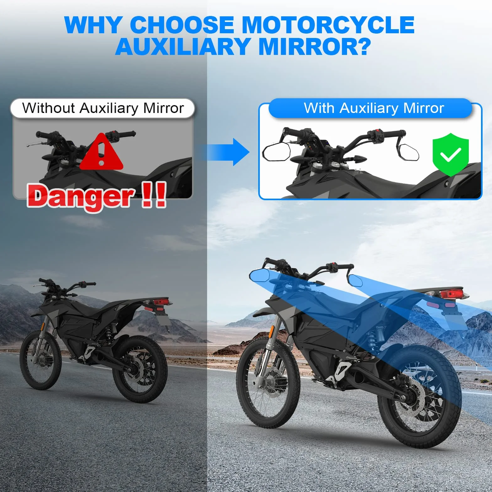 SUPAREE Lusterka wsteczne motocyklowe chromowane regulowane 1 para