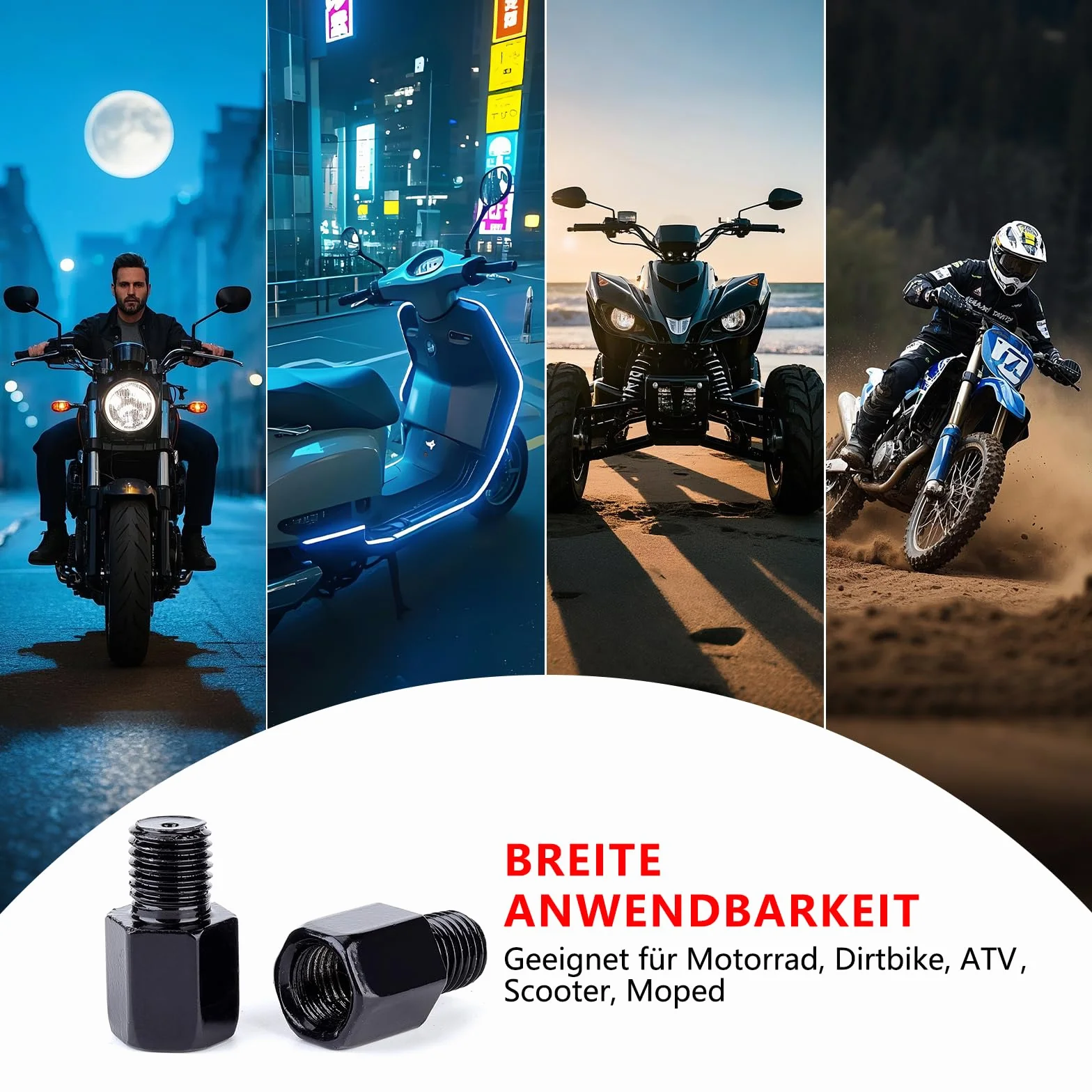 Adapter lusterek motocyklowych M10 gwint prawy na lewy 2 sztuki