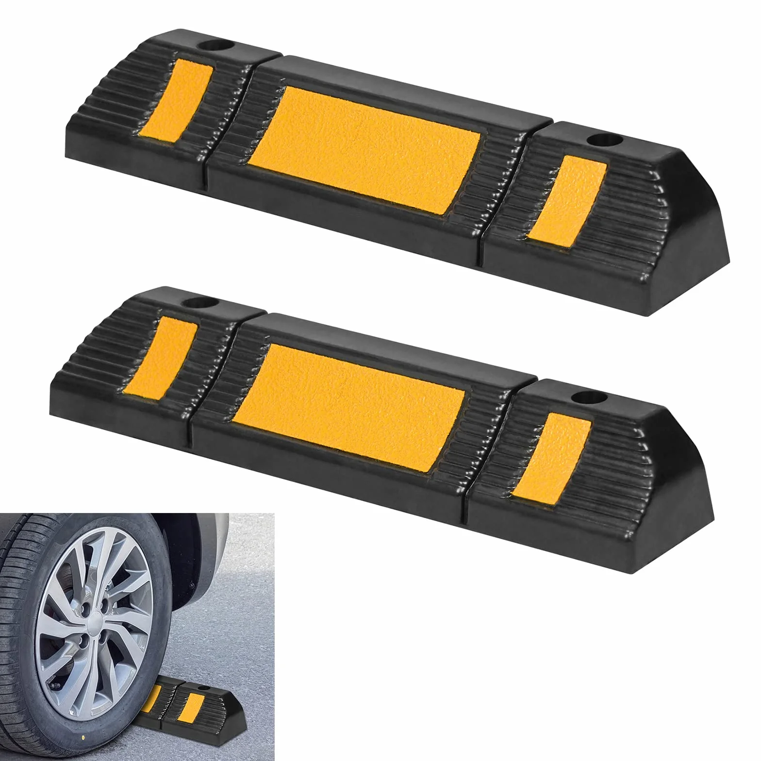 YRHome Ogranicznik Parkingowy Gumowy Stoper do Kół 60 cm Ochrona Przed Najechaniem