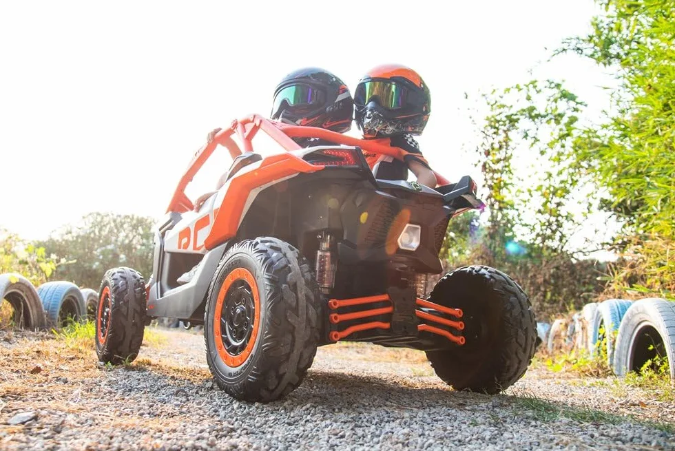 Samochód Buggy 24V Can-Am MARVERICK UTV, 4 x 200 W, pomarańczowy, 2-osobowy dla dzieci w wieku 1-8 lat, RC rodzicielski