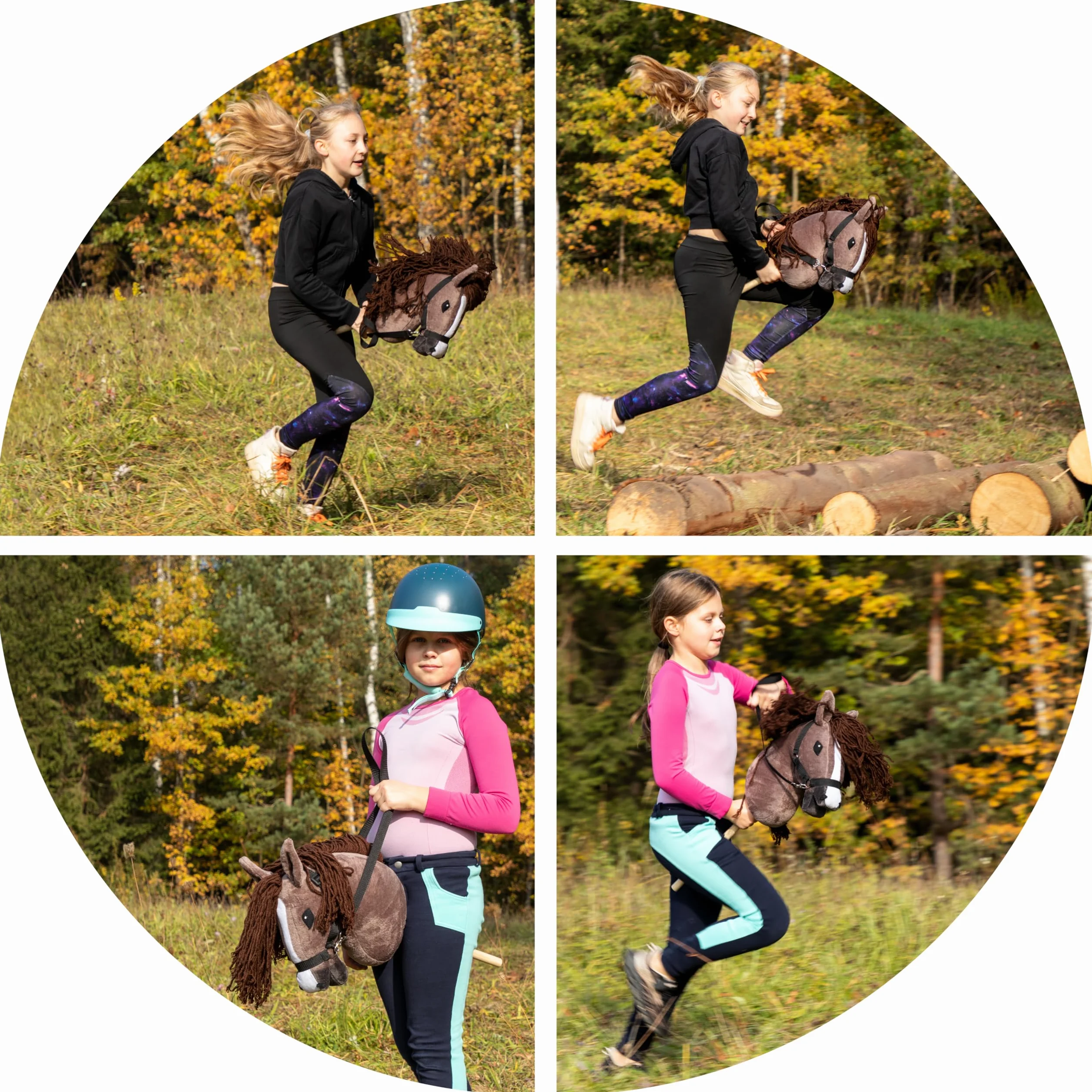 SKIPPI Hobby Horse Kasztanowaty, Brązowy Koń na Kiju, Kantar i Wodze w Zestawie, Duży A3 Konik na Patyku, Prezent dla Dziewczynki, dla Dziecka
