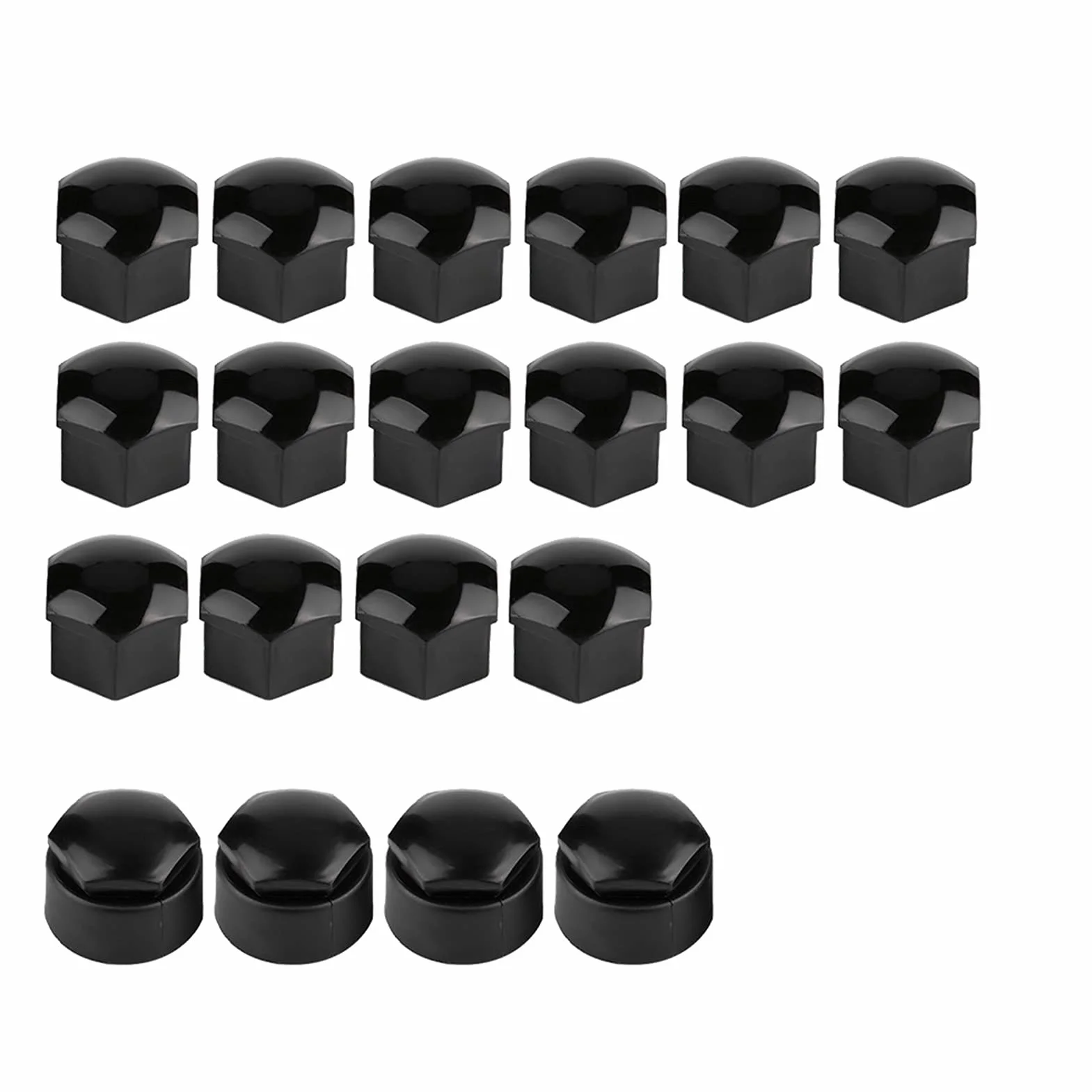 17mm Czarny Połysk Nakrętki Nakrętek kół, 20 szt. 17mm Nakrętka Koła Samochodowego Piasta Samochodowa śruba Zabezpieczająca Przed kradzieżą Zaślepka Czarna (Czarny)