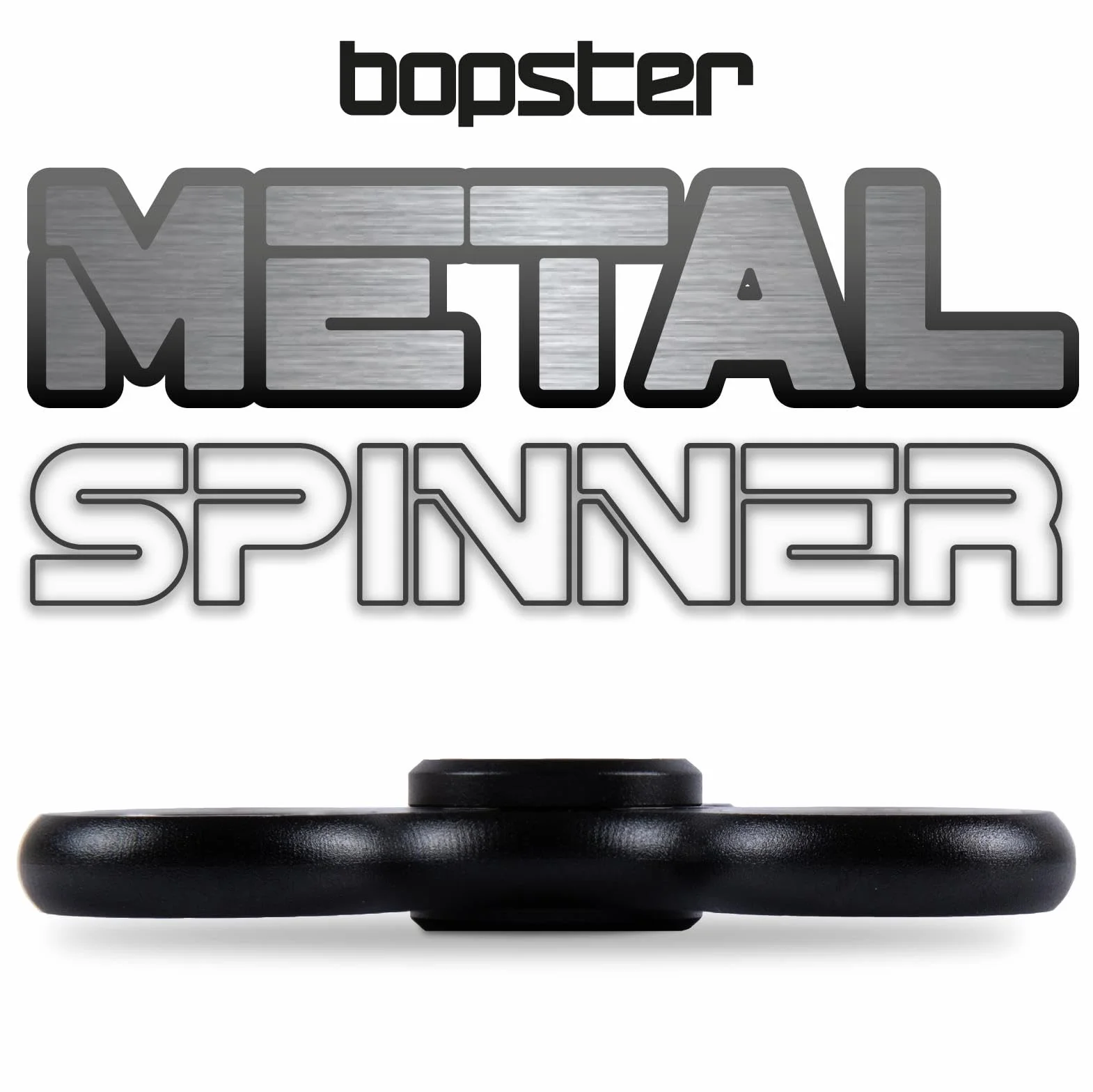 bopster Metalowy spinner, ręczny spinner, Tri-Fidget, dla dzieci i dorosłych, czas wirowania 4+ minut, 73 g, gładka zabawka biurkowa do radzenia sobie ze stresem, koncentracji, kolor czarny