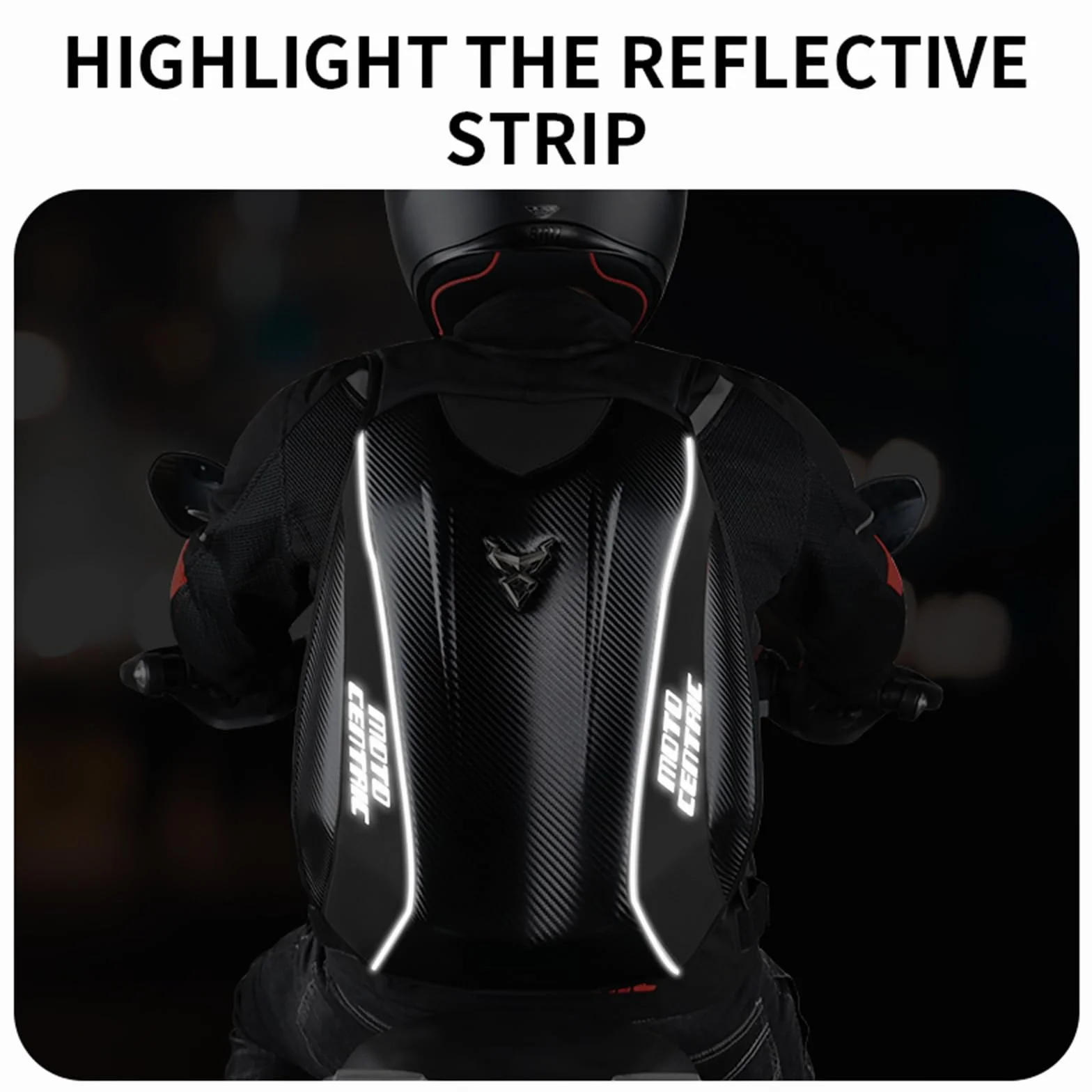 48L plecak motocyklowy torba na kask wodoodporny plecak z włókna węglowego twarda powłoka odblaskowa obudowa motocyklowa, czarny, czarny, Czarny