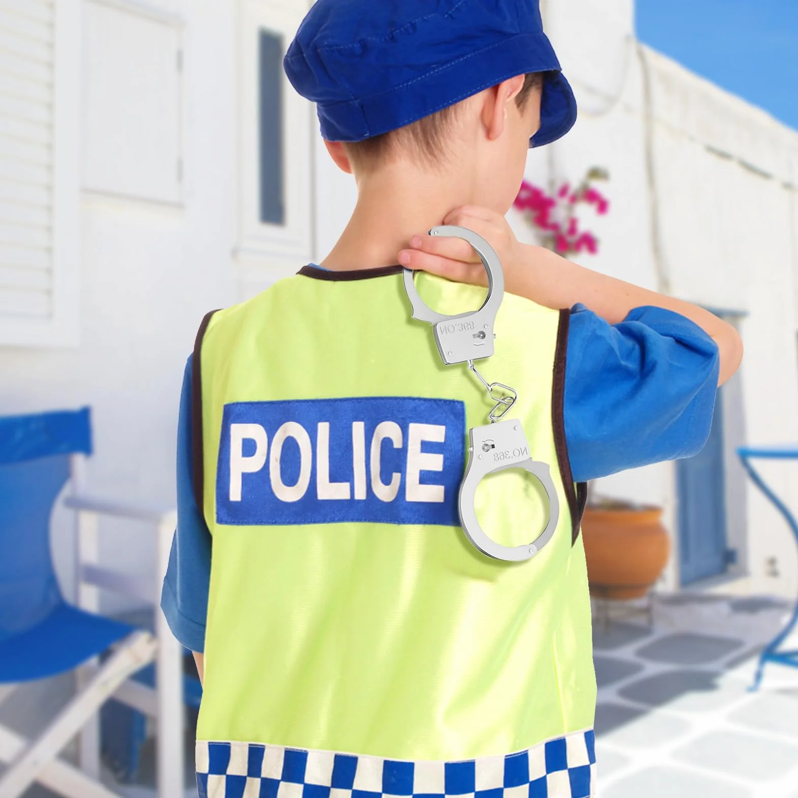 BRISKORE Zestaw kajdanek policyjnych z prawdziwej stali, kajdanki dla dzieci, policyjne, akcesoria dla dzieci, policja, kajdanki, policja, dzieci, kostium policyjny