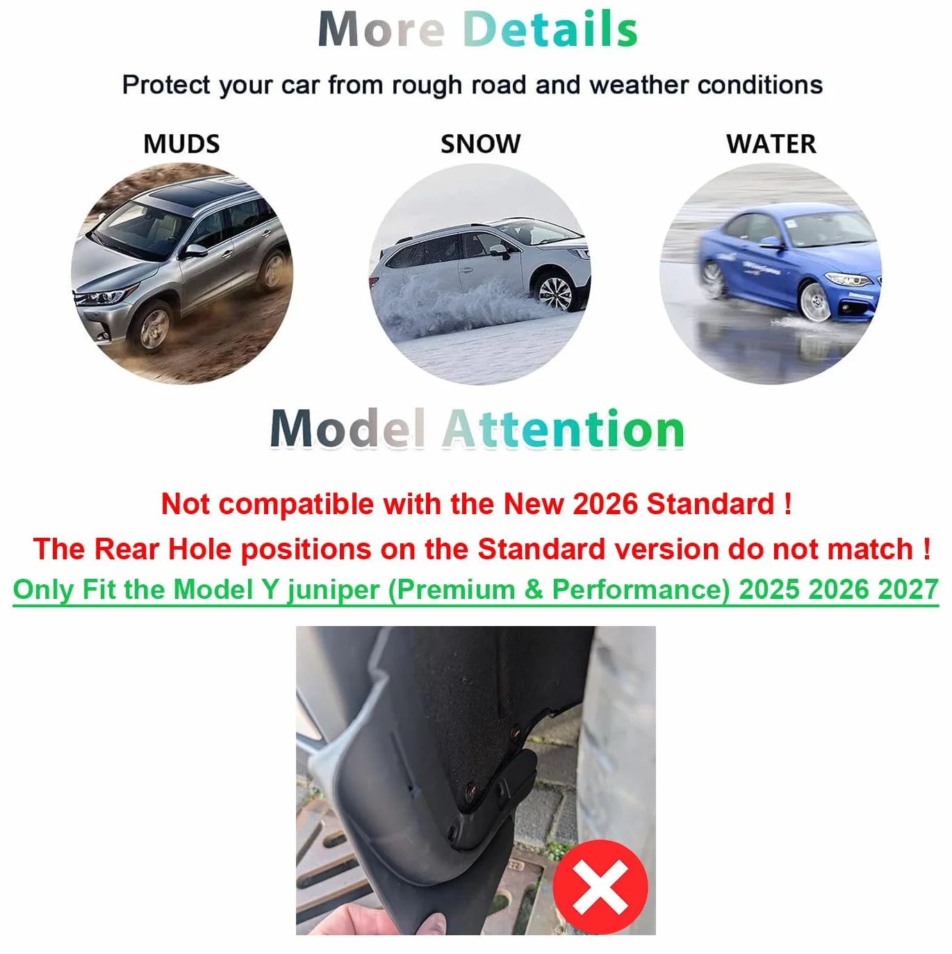 GAFAT Błotniki do Tesla Model Y Juniper 2025 2026 Oryginalne OEM 4 sztuki