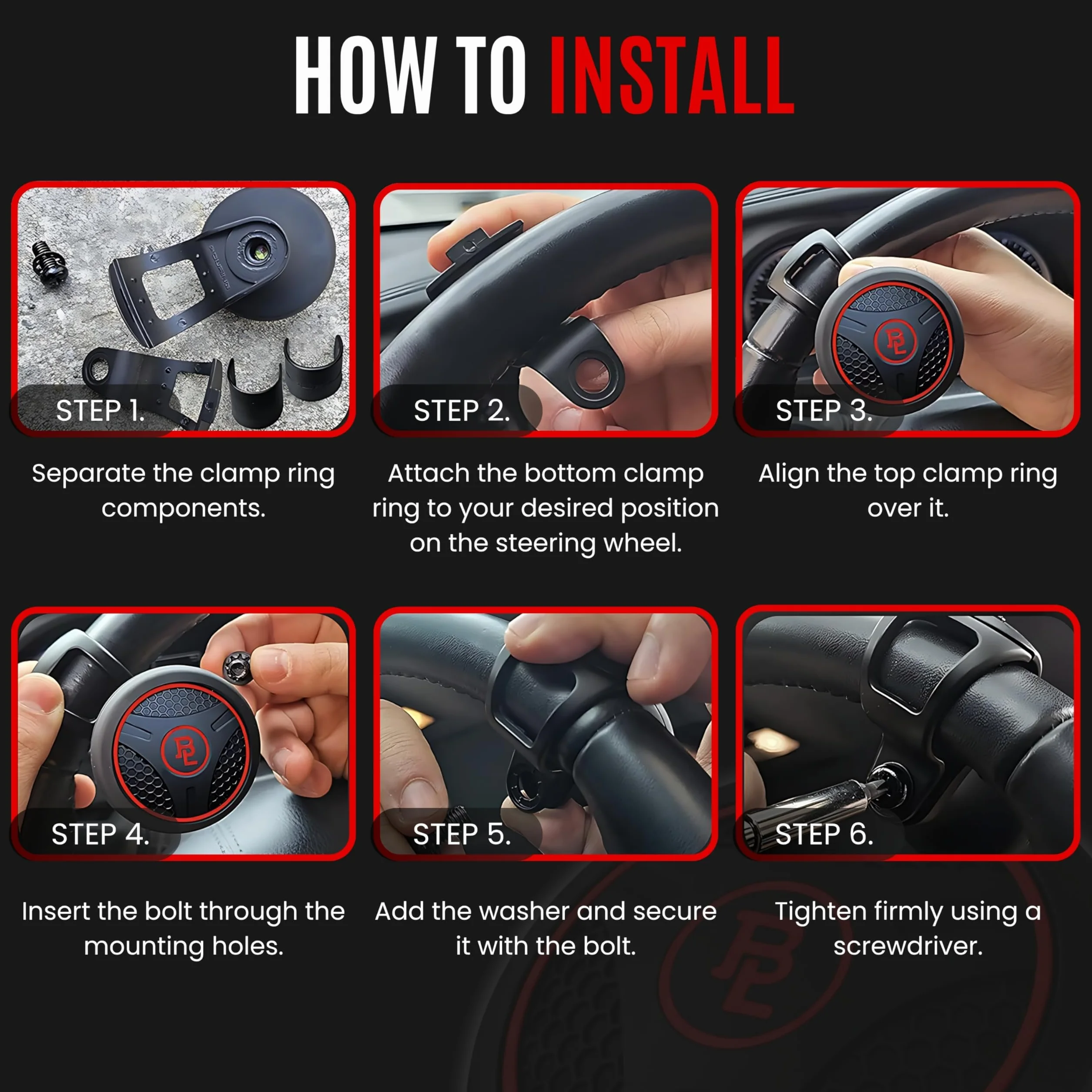 Bl Silicon Black Platinum Power Handle Car Steering Wheel Suicide Spinner Accessory Knob