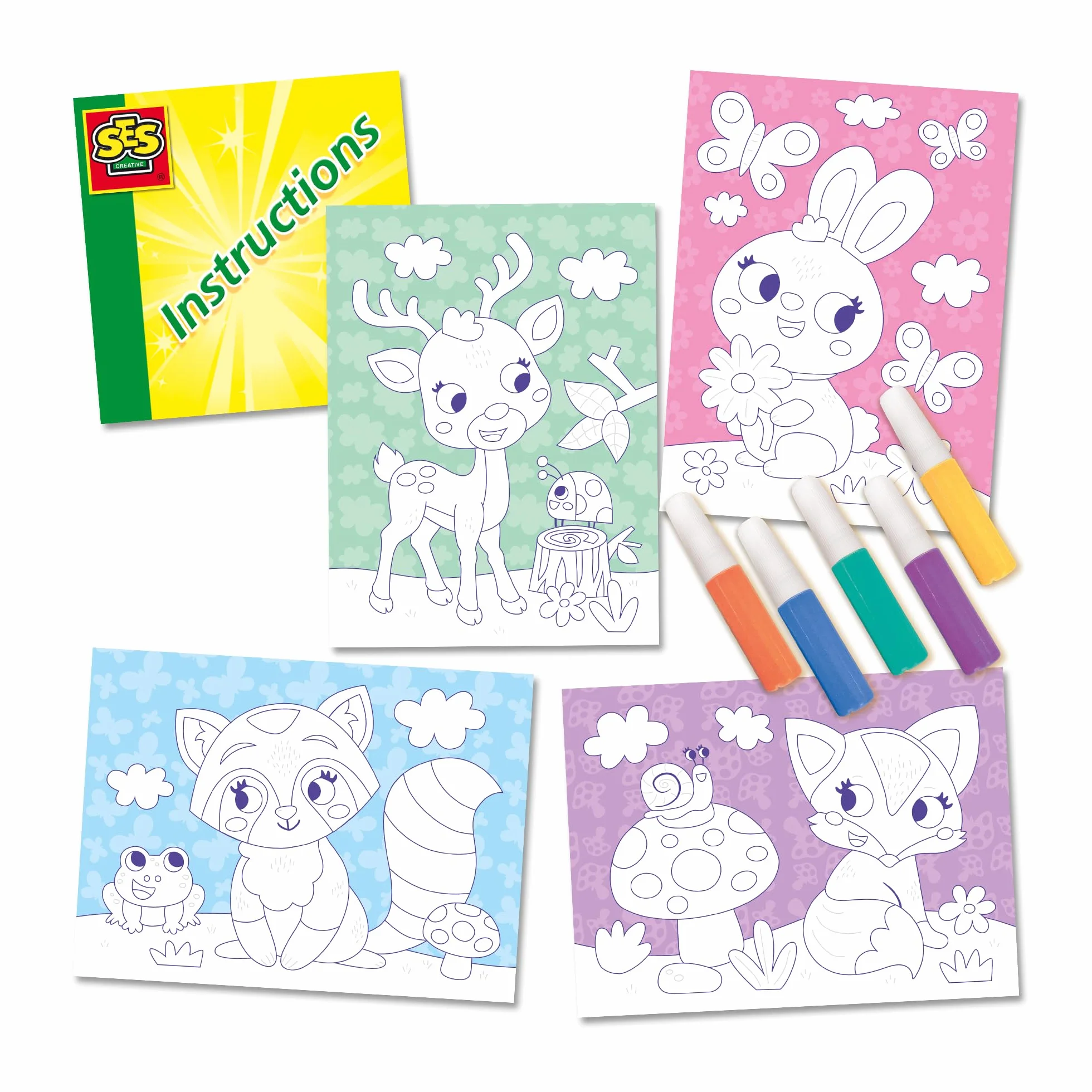 SES Creative 14136 Kolorowa sztuka piaskowa - zwierzęta leśne, żółty