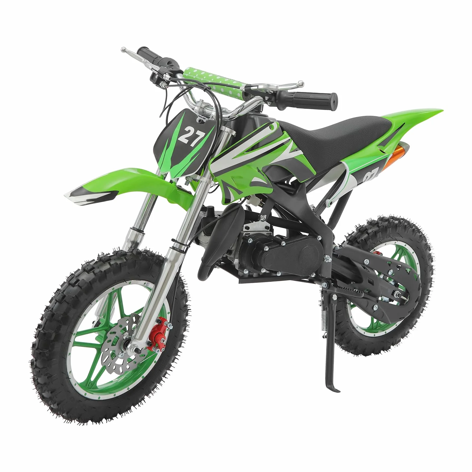 Dirt Bike dziecięcy motocykl 49 cm³, 10 cali, z pocketbike dirtbike crossowy, mini motocross, z hamulcami tarczowymi, ręczny rozrusznik, dla dzieci w wieku 8-14 lat