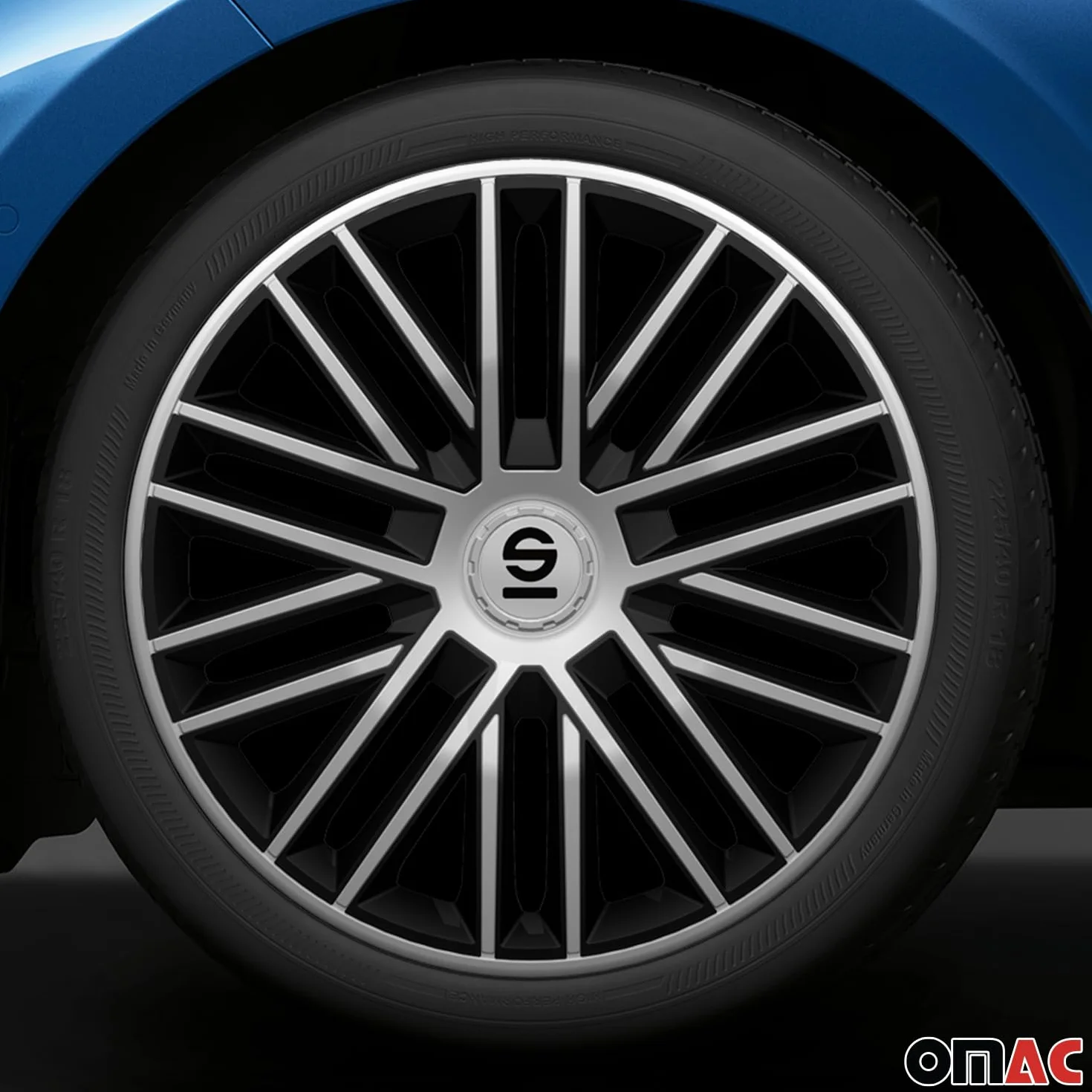 SPARCO SPC1585SVBK Zestaw Kołpak srebrny czarny