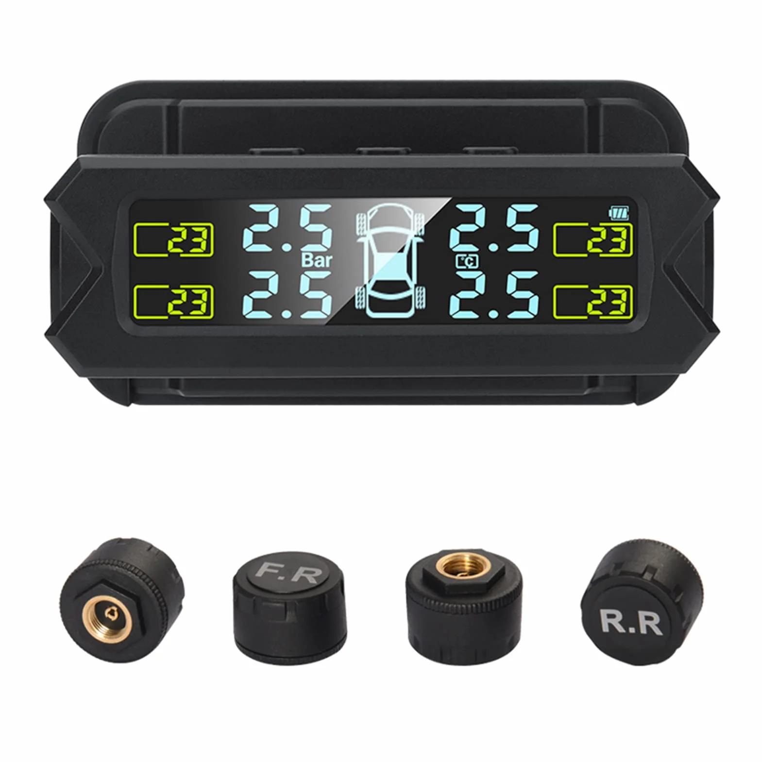 Shkalacar USB/Solar TPMS 0-81 PSI system monitorowania ciśnienia w oponach z 4 czujnikami