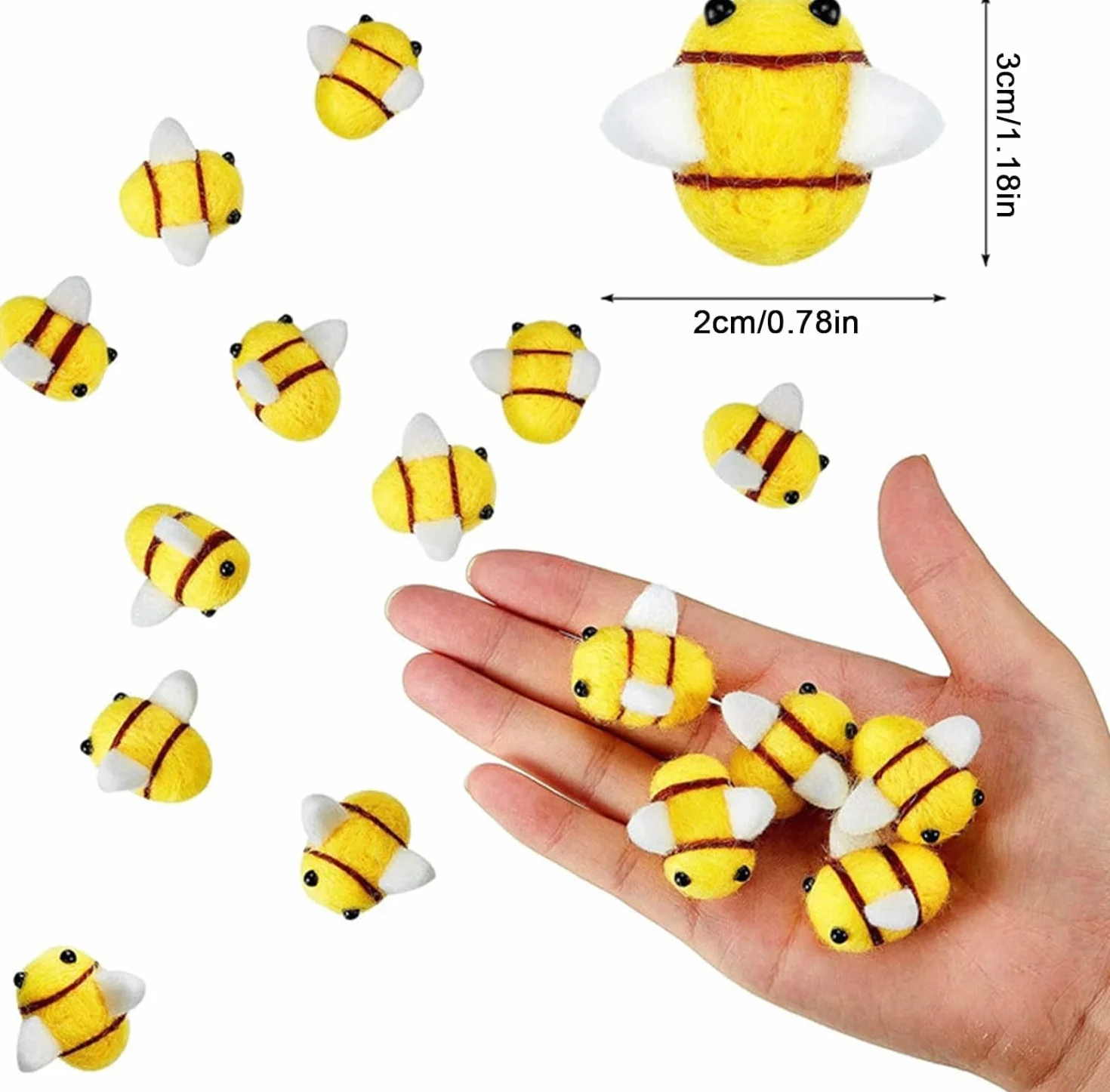SHSHbuy 35 sztuk mini filcowych figurek, pszczoły, małe filcowe figurki pszczół, do rzemiosła, dekoracji "zrób to sam"