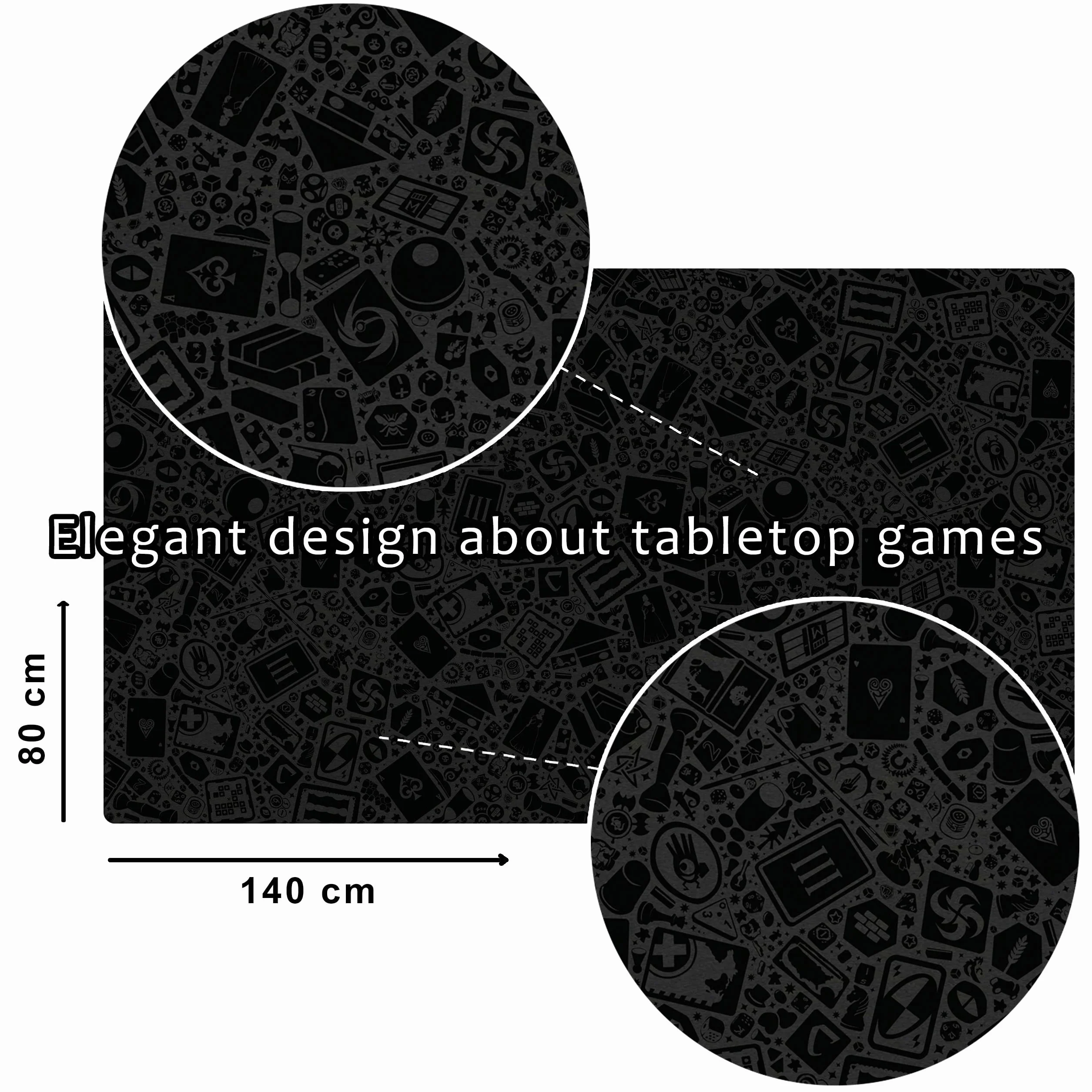 Neoprene Play MAT | mata do gier planszowych, kostek i kart, 140 x 80 cm, wodoodporna, antypoślizgowa i zwijana, dla graczy, czarna