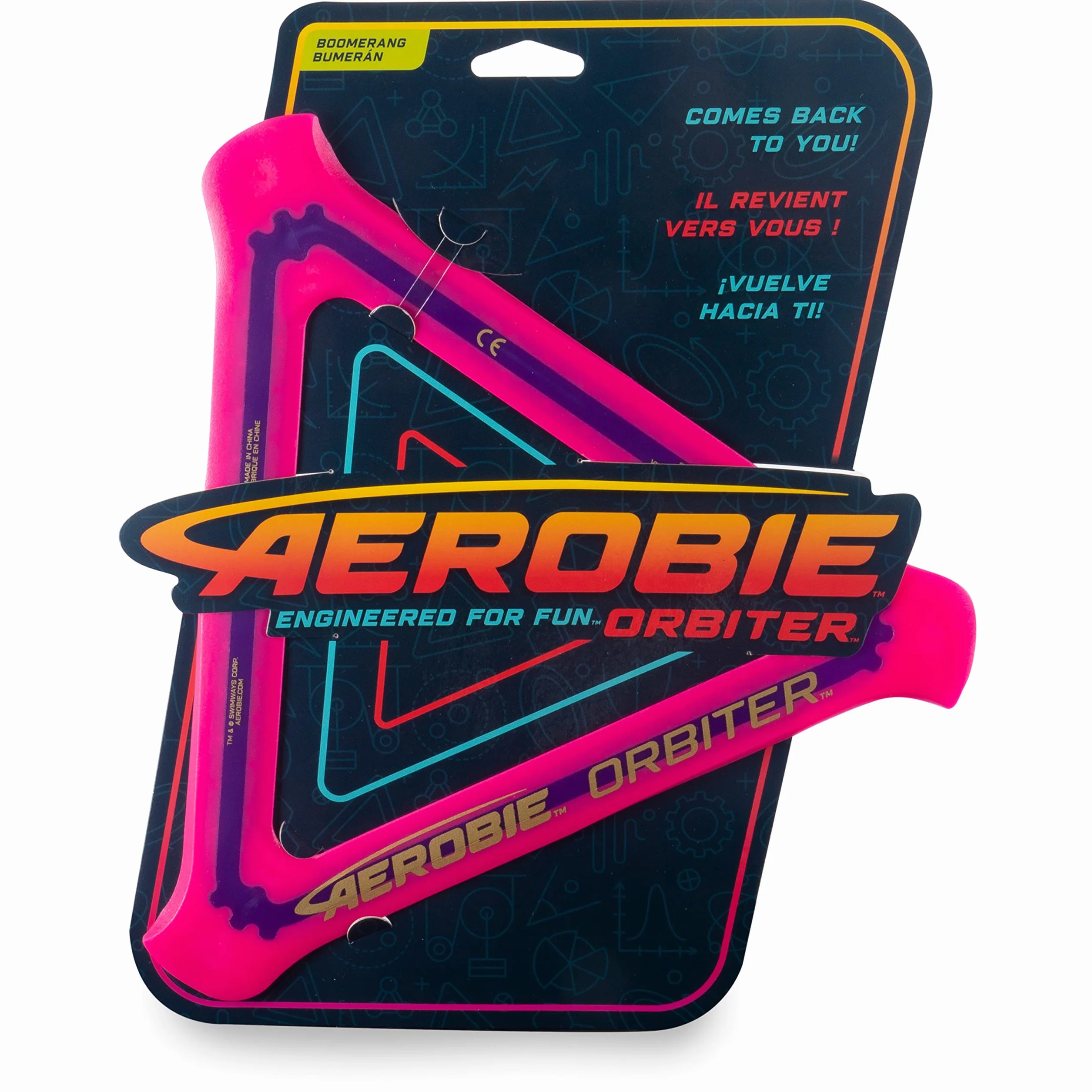 Aerobie Orbiter Boomerang - zabawkowy bumerang do zabawy na zewnątrz, magenta