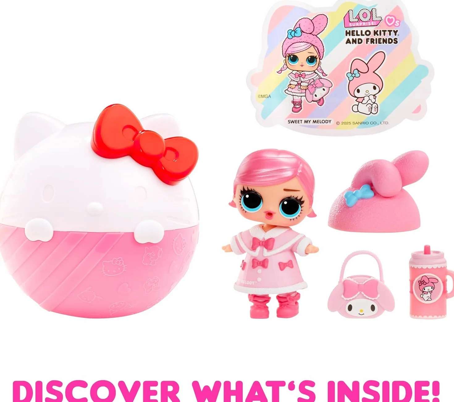 L.O.L. Surprise! Loves Hello Kitty and Friends Tots – Zestaw Zawiera 1 Laleczkę ze Strojami i Akcesoriami, w Opakowaniu w Kształcie Hello Kitty. Opakowanie-niespodzianka. Zbierz wszystkie 8 laleczek