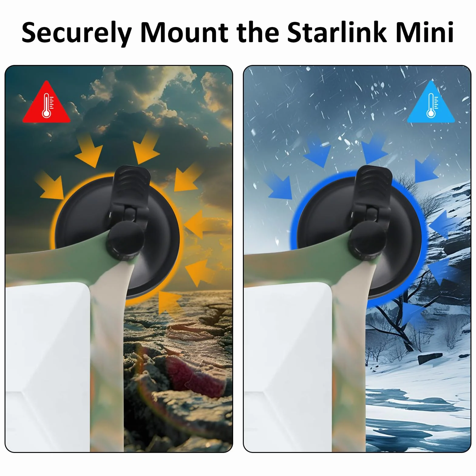 Starlink Mini uchwyt na dach przeciwsłoneczny z przyssawką, pokrowiec ochronny, silikonowy uchwyt samochodowy z dwoma regulowanymi paskami
