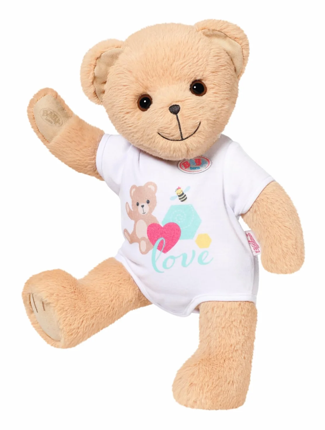 BABY born Śpiewający Teddy - Pluszowy miś z funkcją dźwięku & Biały śpioszki - Ruchome ramiona i nogi - Odpowiedni dla dzieci w wieku od 18 miesięcy - Śpiewaj 5 niemieckich piosenek z serii