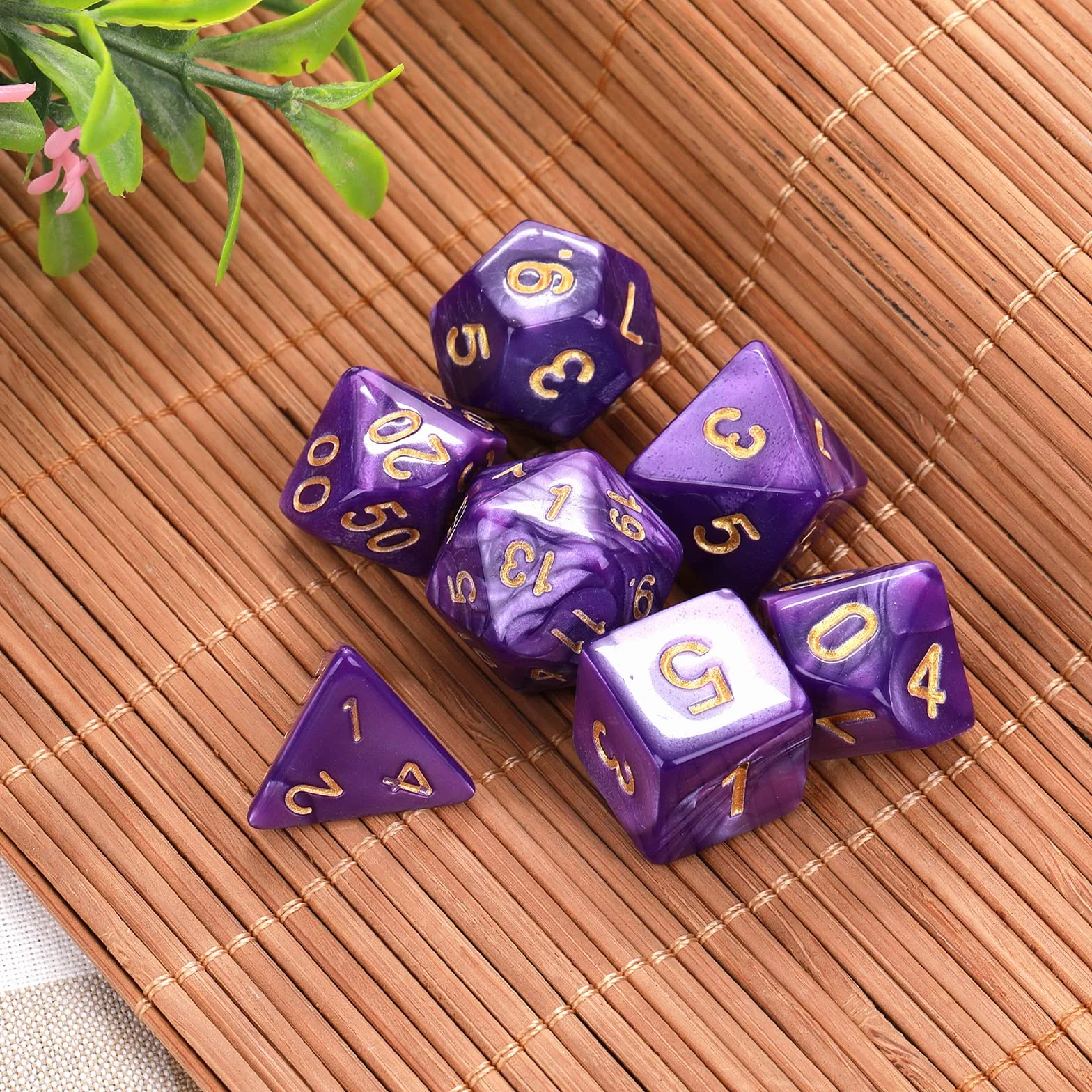 Zestaw kości Dungeon and Dragons, 7 szt., fioletowa, mgławica, kości wielościenne, RPG, gry stołowe, D&D D20, D12, D10, D8, D6, D4, fioletowe