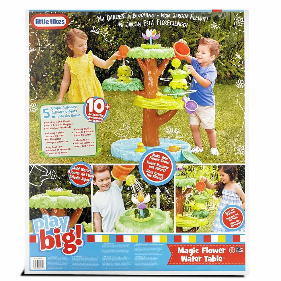 little tikes 651342M Magic Flower stół wodny – zestaw do zabawy dla dzieci – bezpieczny i przenośny – wspiera kreatywną zabawę