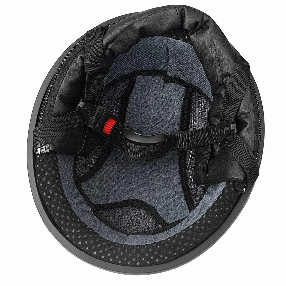 Kask skórzany półotwarty, do hulajnogi, z okularami z wizjerem UV, półotwarty, uniwersalny kask motocyklowy (czerwony)