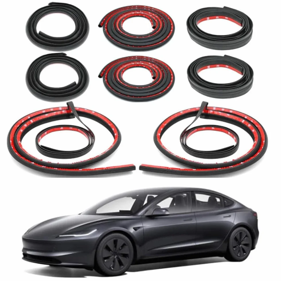 Zestaw uszczelek dźwiękoszczelnych do samochodu Tesla Model 3 Highland 2025-2026, gumowe uszczelki na całe nadwozie, paski tłumiące hałas wiatru, zestawy dźwiękoszczelne
