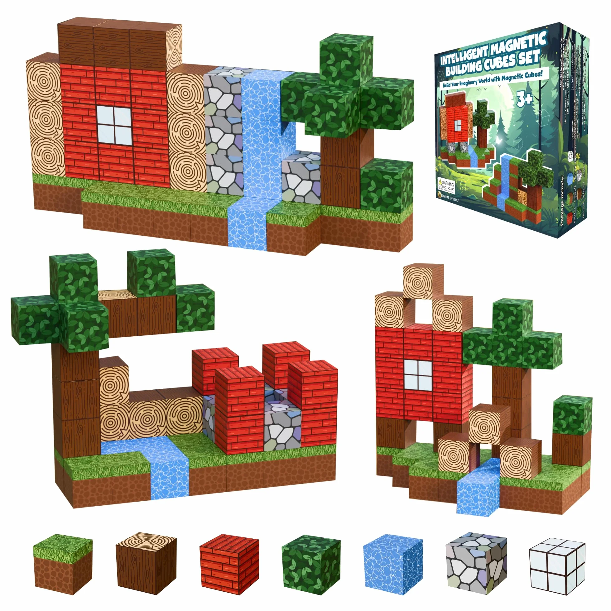 Desire Deluxe Magnetyczne klocki budowlane Montessori Cubes for 3+ Years Toys, Educational Magnetic Tiles Block for Girls & Boys - Prezent urodzinowy