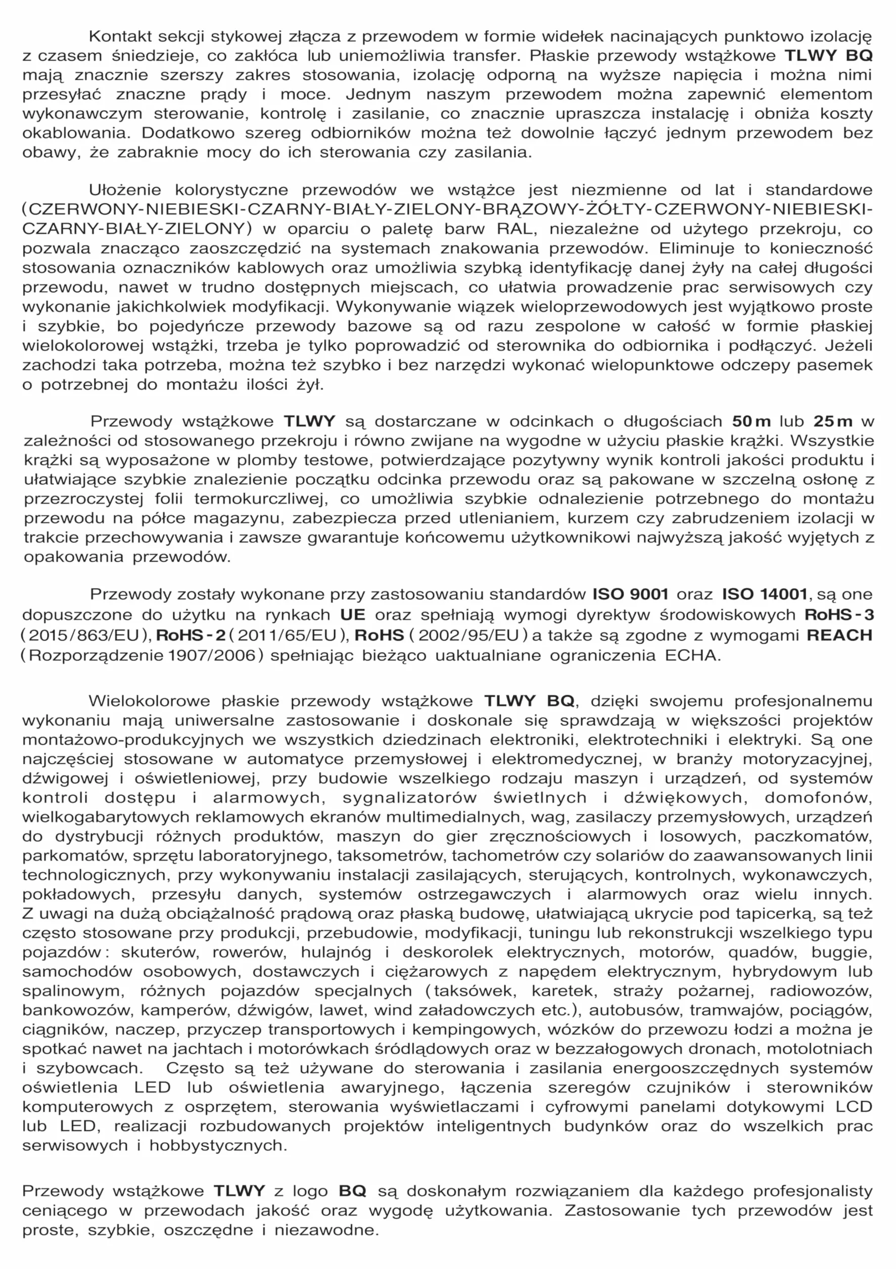 Płaski Przewód Wstążkowy TLWY 8 x 0,35 mm2 50 m