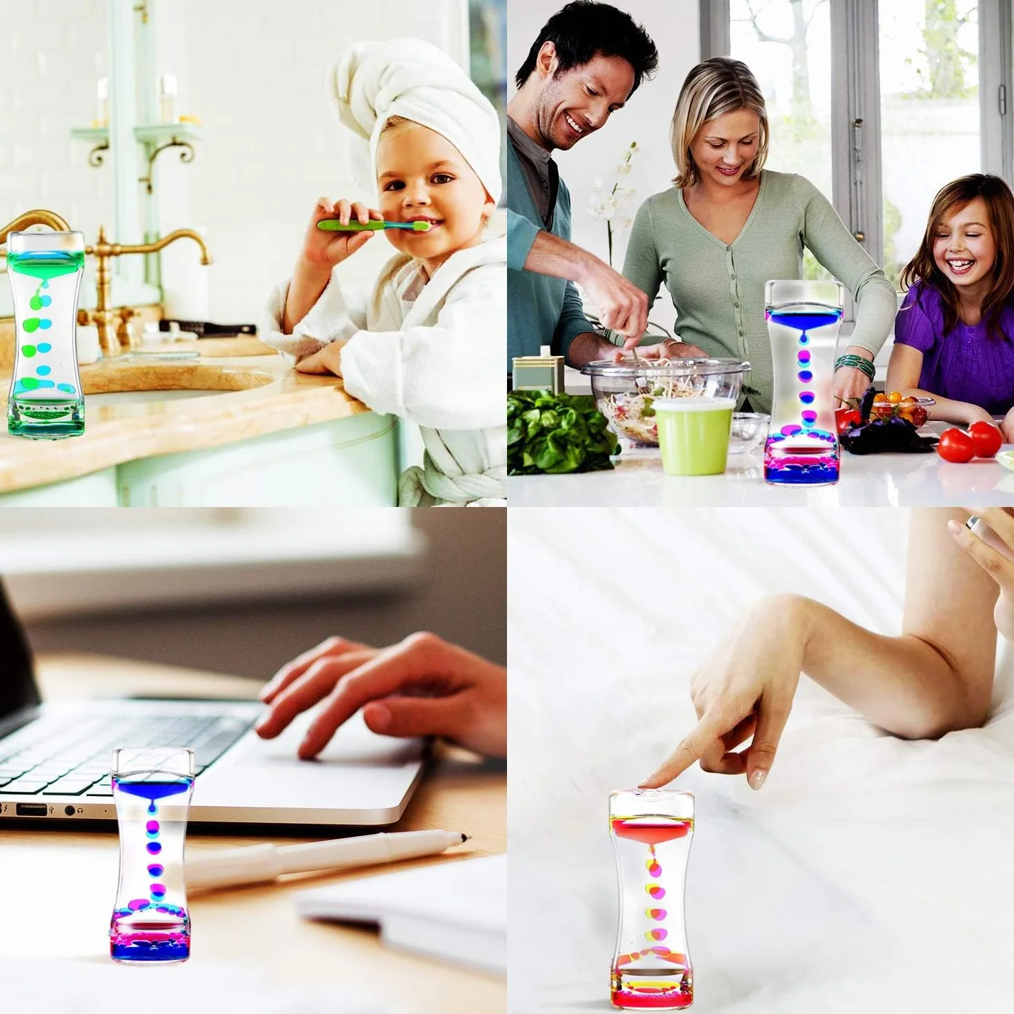 Timer sensoryczna klepsydra, 2 szt., płynna, kolorowa, płynna, ruchowa, bąbelkowa, timer, zabawka sensoryczna do autyzmu, potrzeb sensorycznych, ADHD, redukcja stresu