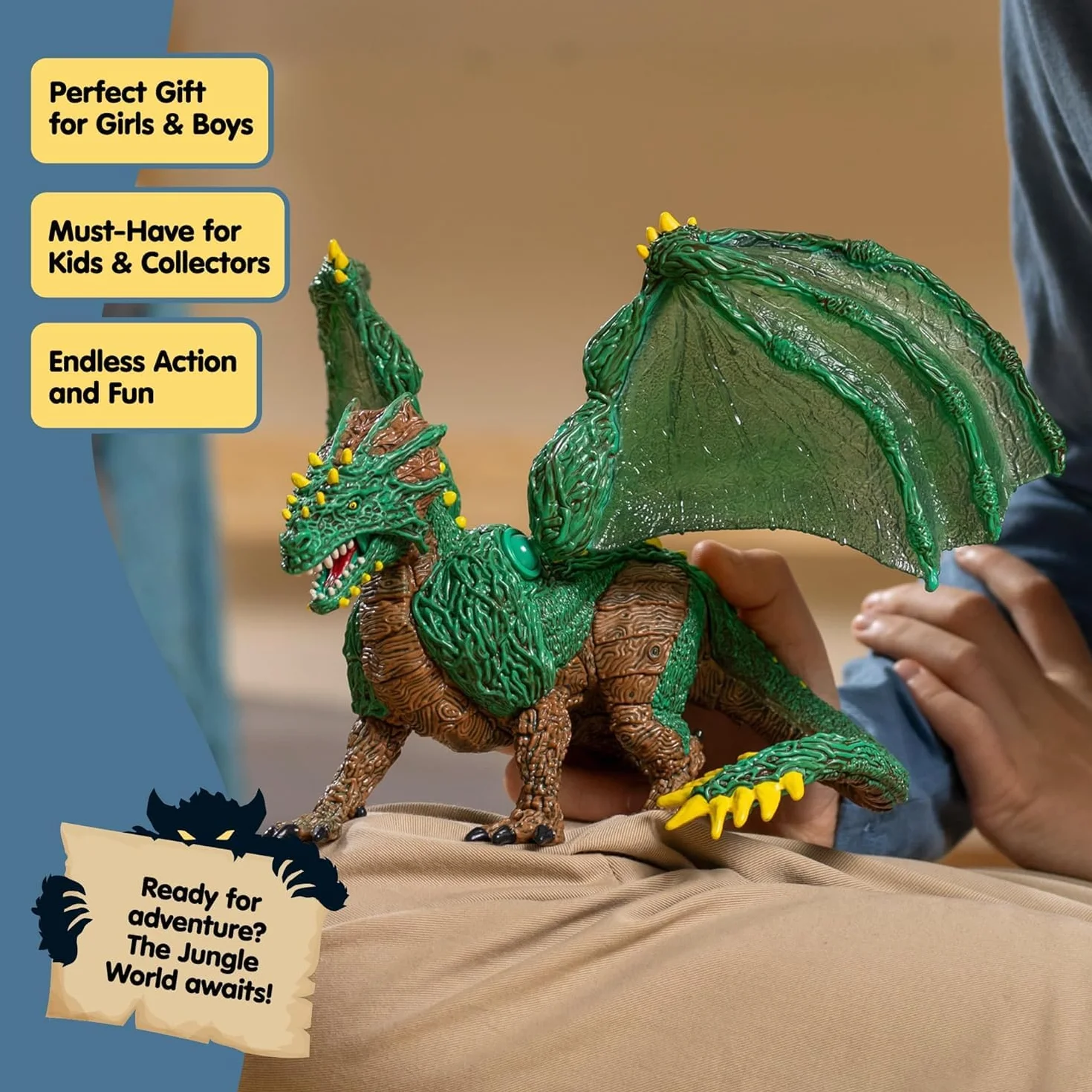 schleich ELDRADOR CREATURES | Smok dżungli 70791 | Szczegółowa figurka potwora z ruchomymi skrzydłami | świetny prezent dla dzieci od 7 lat | 28 x 17 x 11 cm