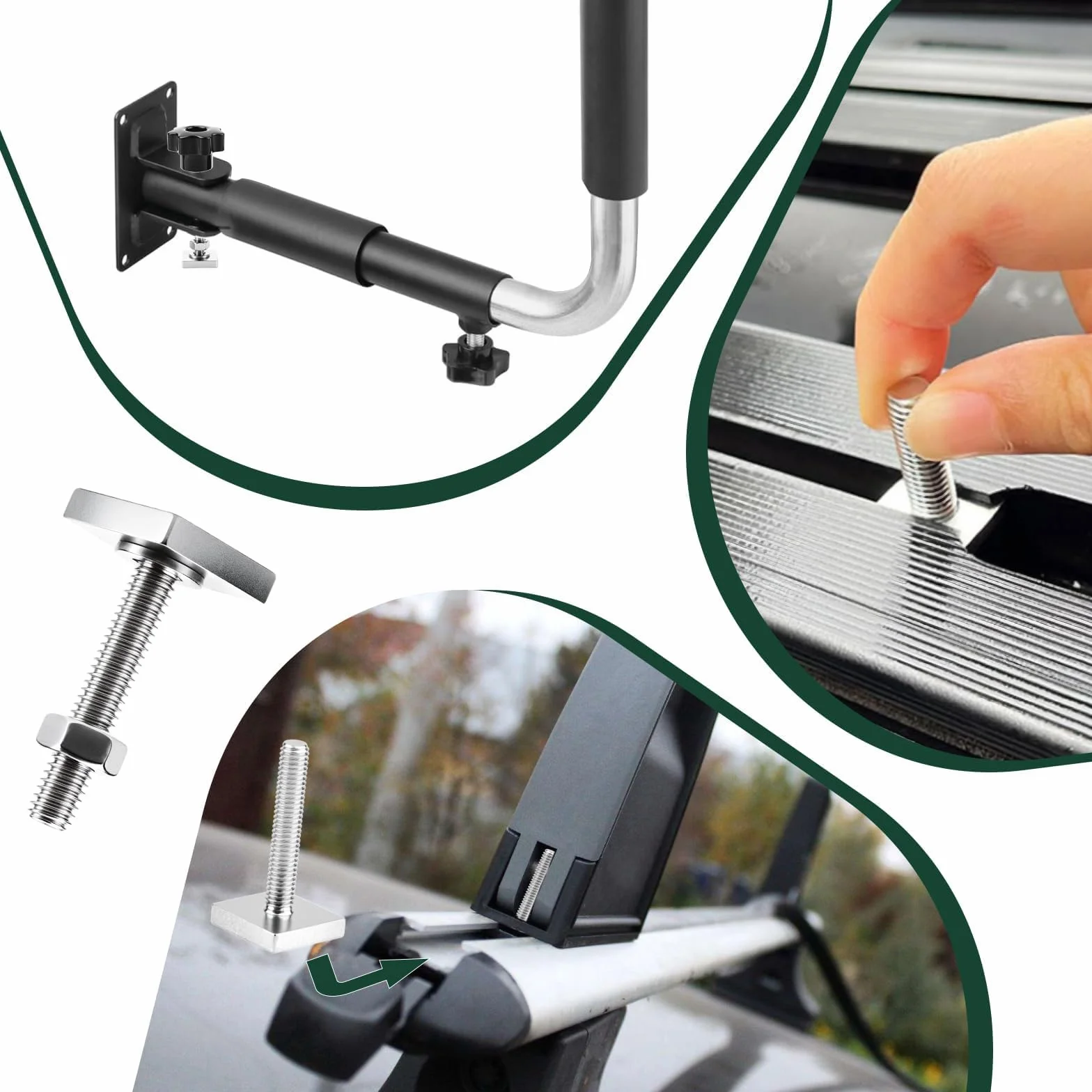 SWTYExt 4 adaptery do rowka T M6 x 35 mm, kompatybilne z bagażnikiem dachowym Thule M6, stal nierdzewna z nakrętkami, podkładki do bagażnika rowerowego, bagażnika dachowego 20 x 20 mm