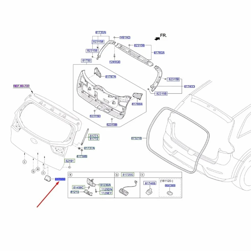 Montaż klamki tylnych drzwi 81755G5000 do Hyundai Kia Fitment